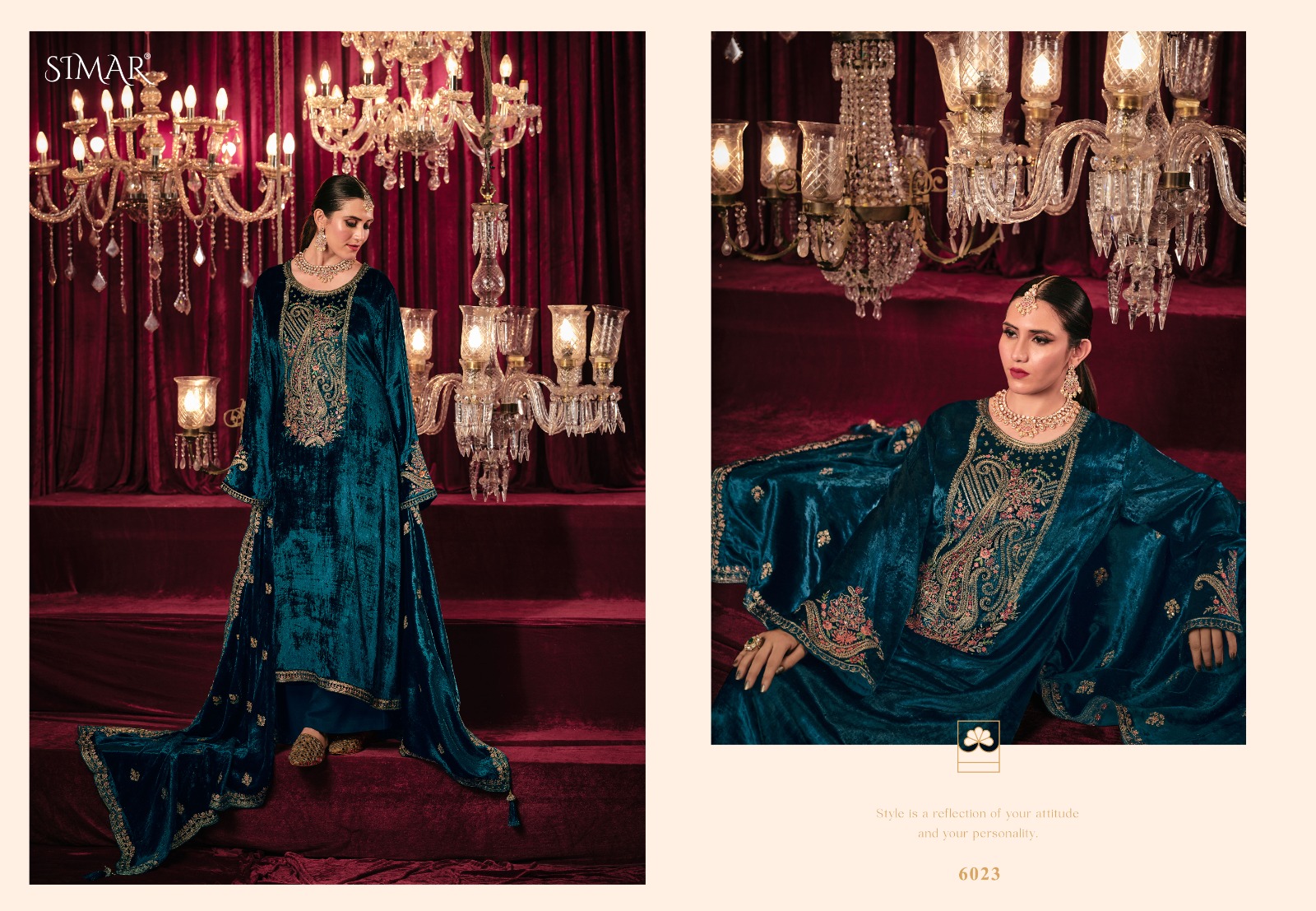 Glossy Simar Mausam E Bahaar Wholesale Pure Viscose Velvet Embroidery Work Winter Salwar Suits