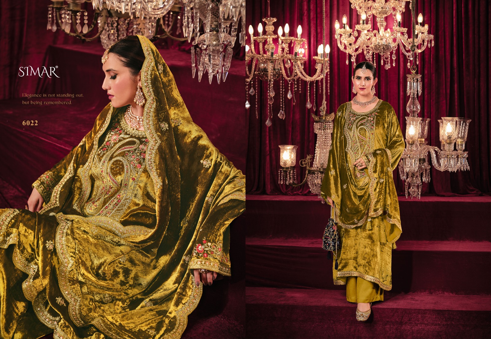 Glossy Simar Mausam E Bahaar Wholesale Pure Viscose Velvet Embroidery Work Winter Salwar Suits