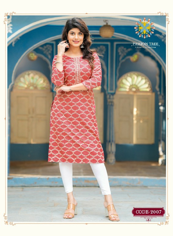 ALBELI VOL 2 BY PASSION TREE FANCY GOLD PRINT CASUAL STRAIGHT KURTIS