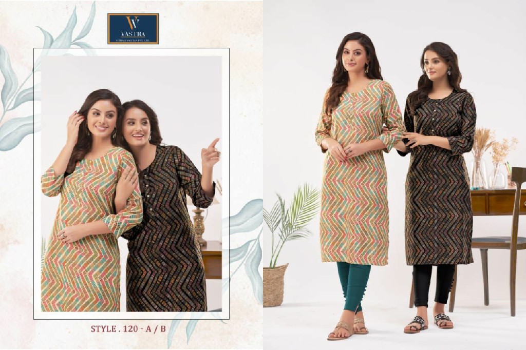 Vitrag Vastra Leela Vol-10 Wholesale Reyon Gold Printed Kurtis