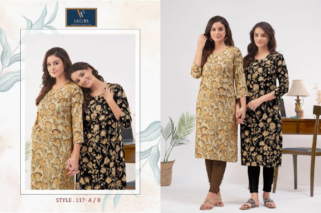 Vitrag Vastra Leela Vol-10 Wholesale Reyon Gold Printed Kurtis