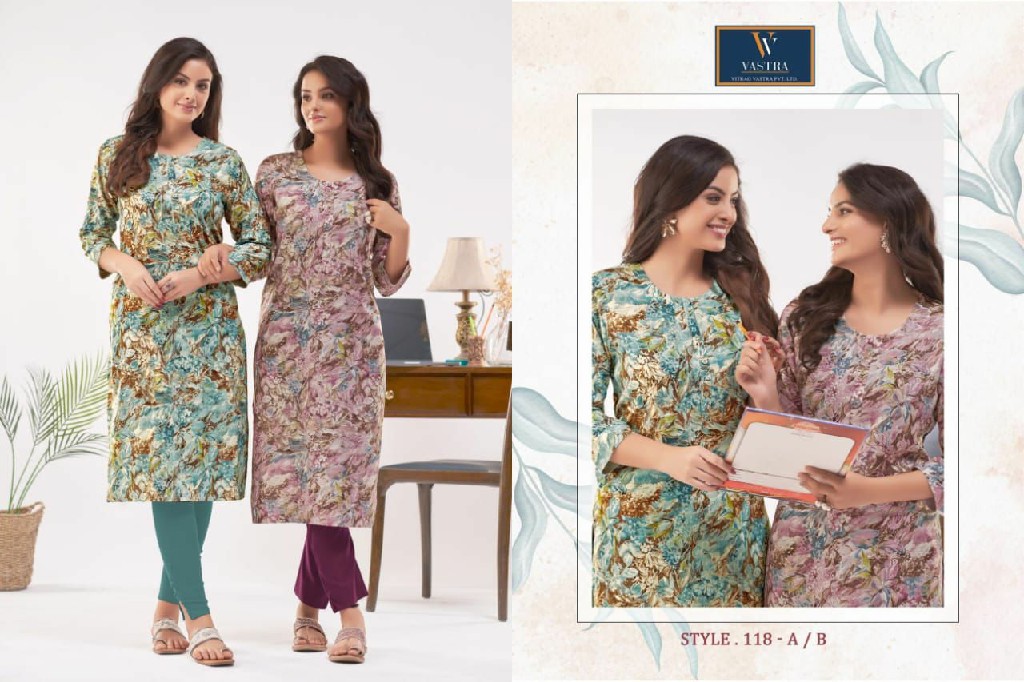 Vitrag Vastra Leela Vol-10 Wholesale Reyon Gold Printed Kurtis
