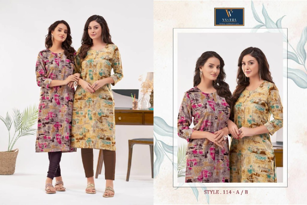 Vitrag Vastra Leela Vol-10 Wholesale Reyon Gold Printed Kurtis