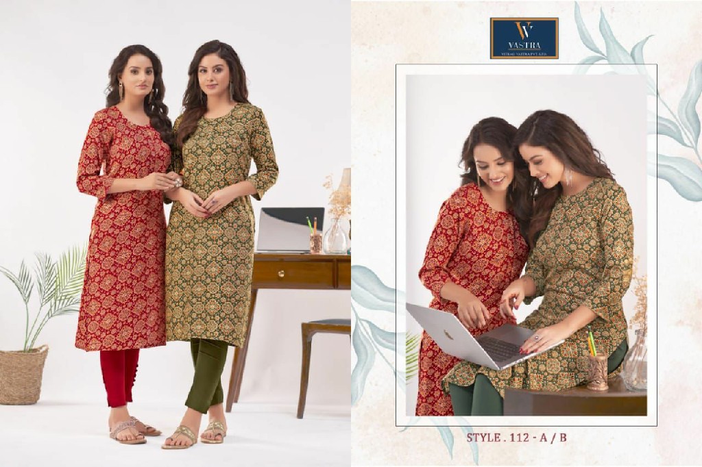 Vitrag Vastra Leela Vol-10 Wholesale Reyon Gold Printed Kurtis