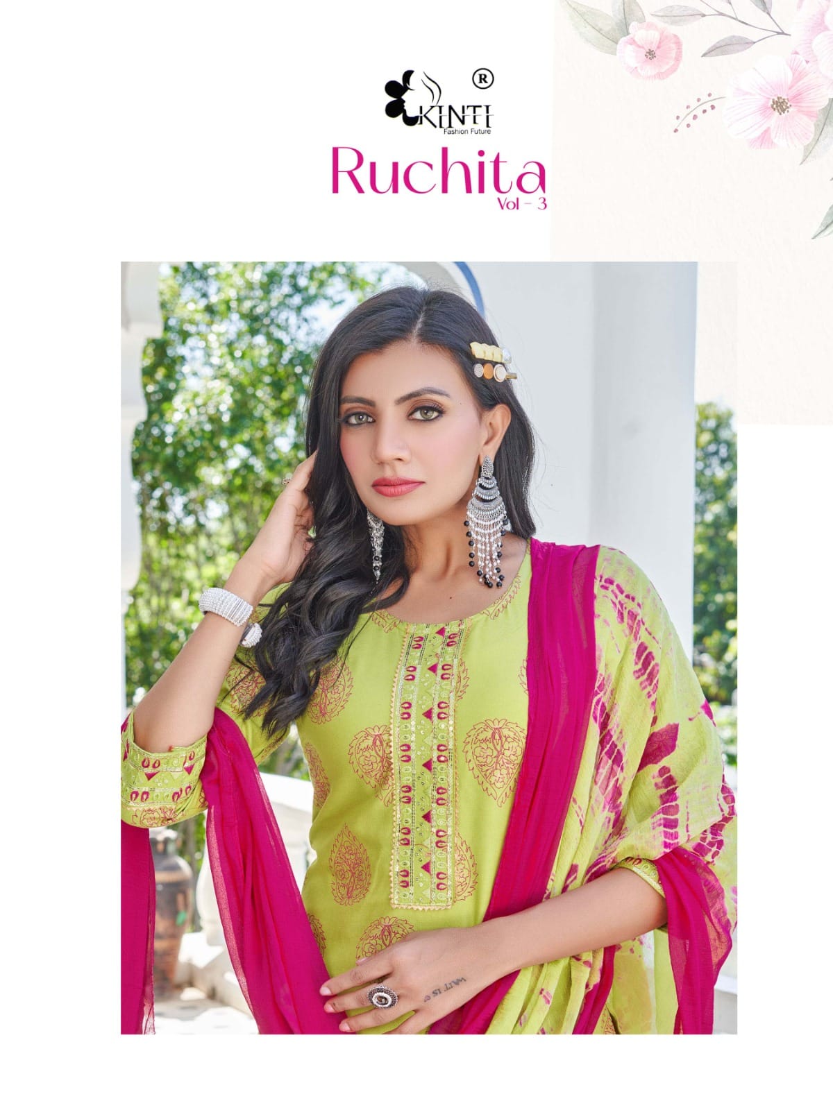 KINTI RUCHITA VOL 3 FESTIVE WEAR FULLSTITCH KURTI PLAZO DUPATTA SET