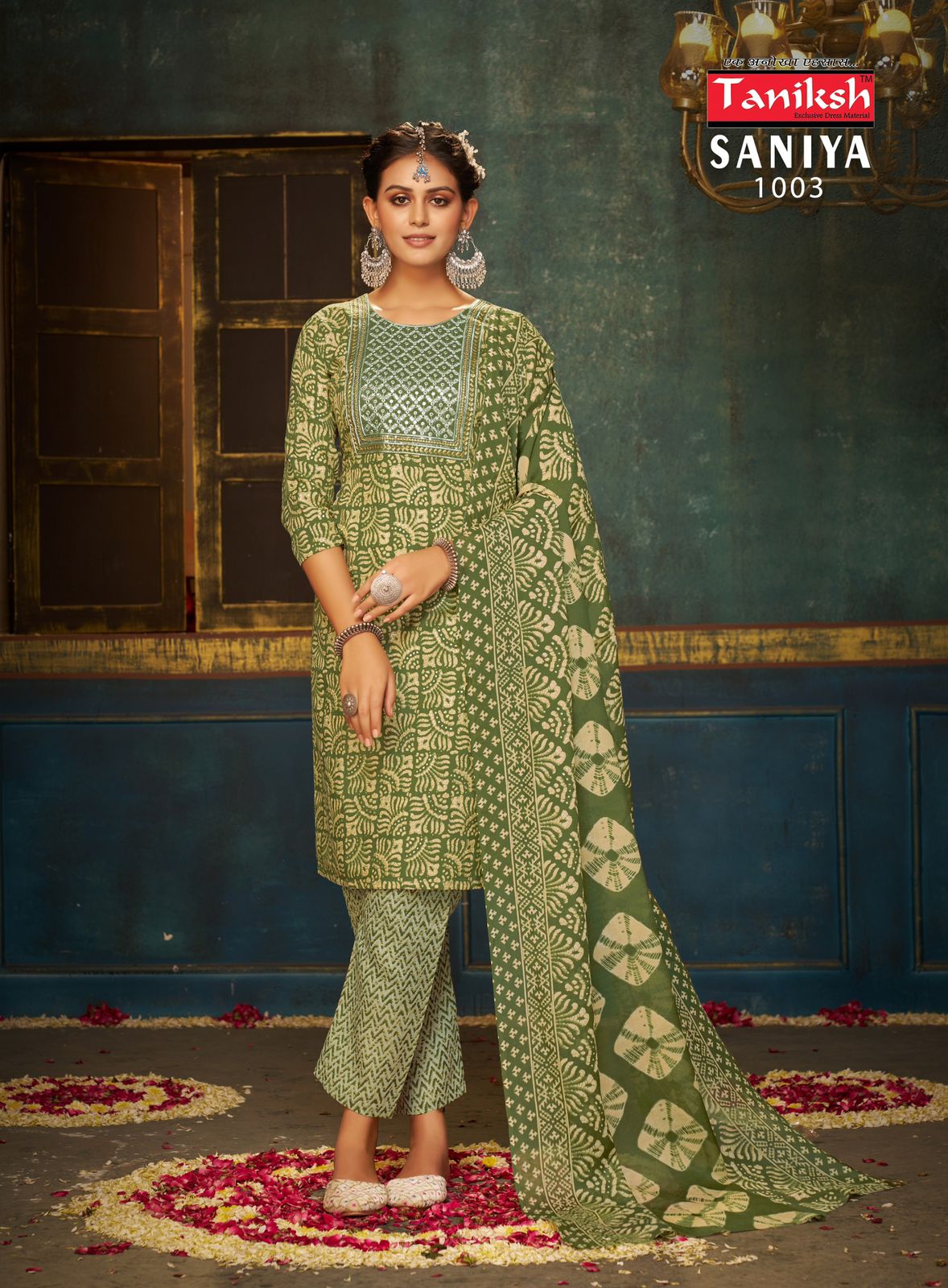 Taniksh Saniya Vol-1 Wholesale Embroidery Skivans Work Tops With Pants And Dupatta