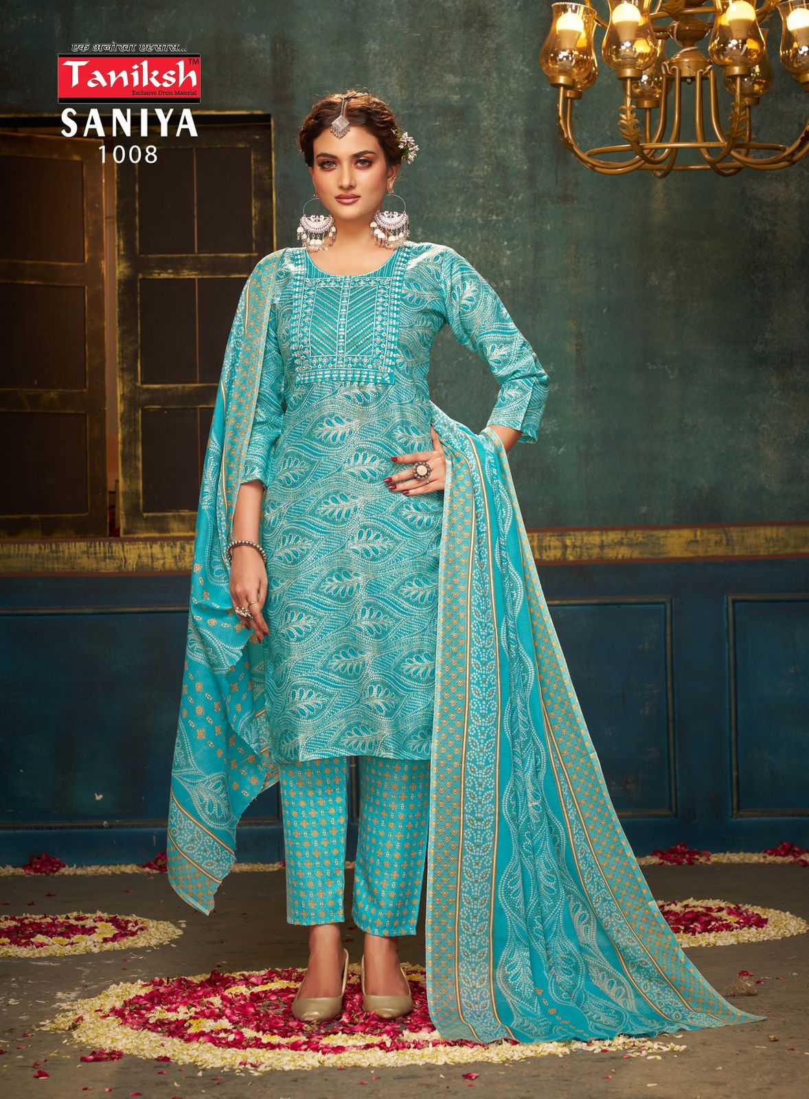 Taniksh Saniya Vol-1 Wholesale Embroidery Skivans Work Tops With Pants And Dupatta