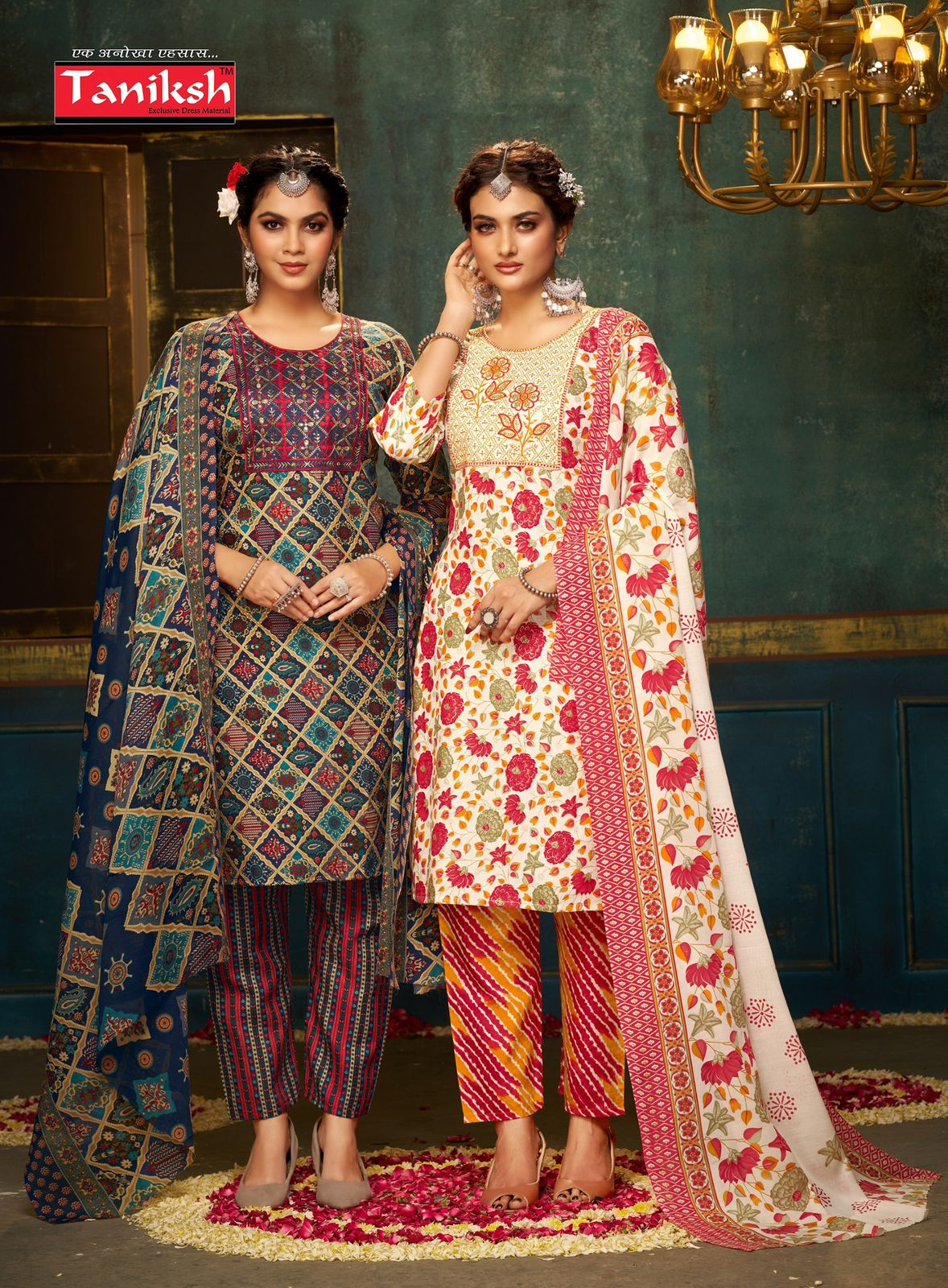 Taniksh Saniya Vol-1 Wholesale Embroidery Skivans Work Tops With Pants And Dupatta