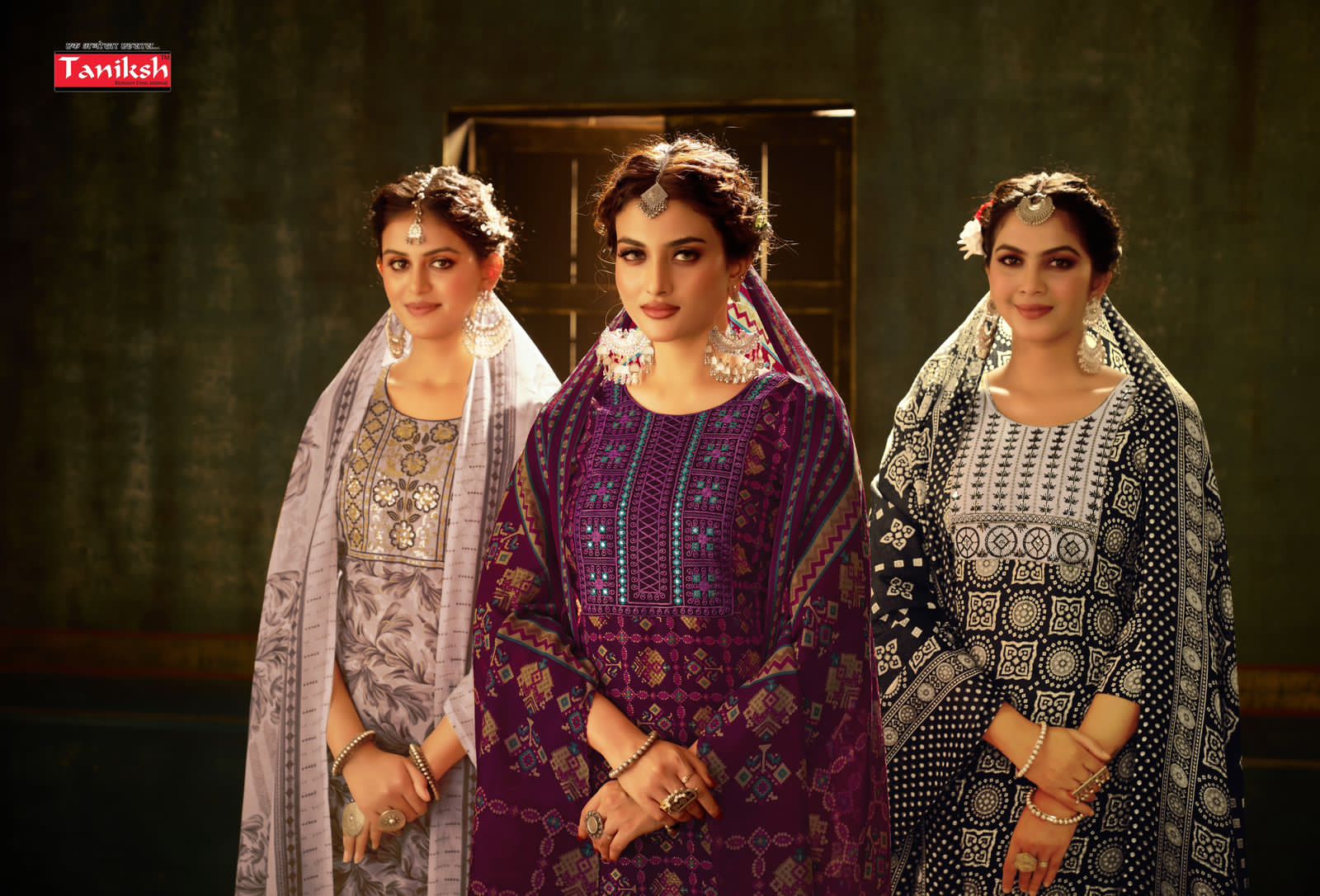 Taniksh Saniya Vol-1 Wholesale Embroidery Skivans Work Tops With Pants And Dupatta