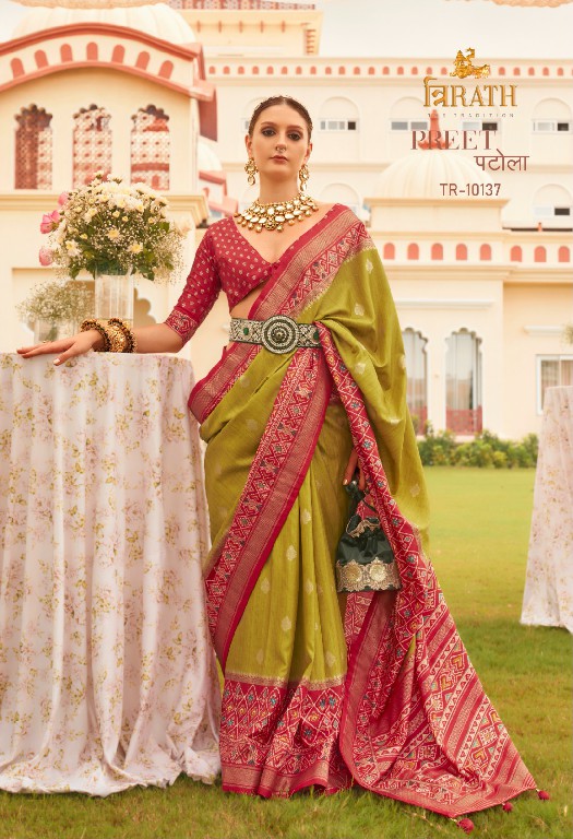 Trirath Preet Patola Wholesale New Sigma Silk With Aqwa Finish Festive Sarees