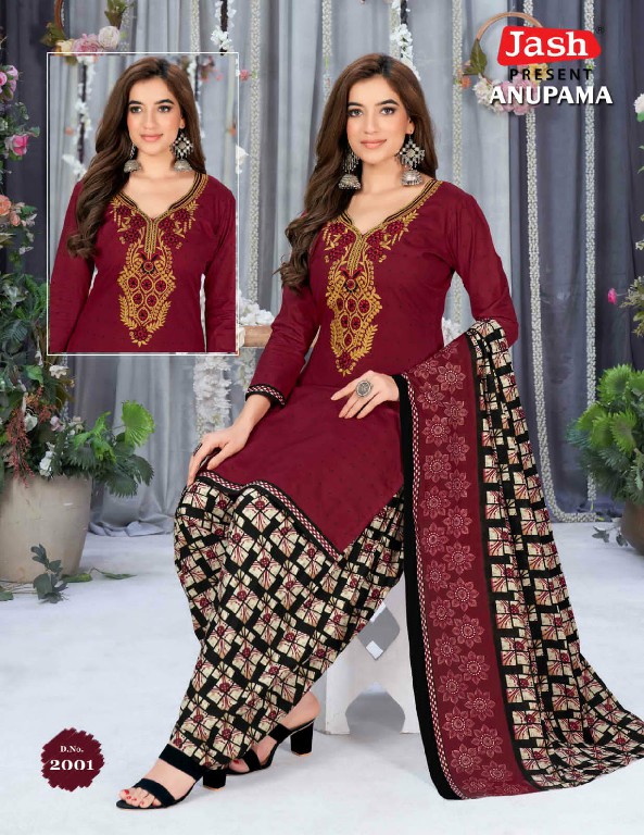 Jash Anupama Vol-2 Wholesale Neck Embroidery Cotton Dress Material