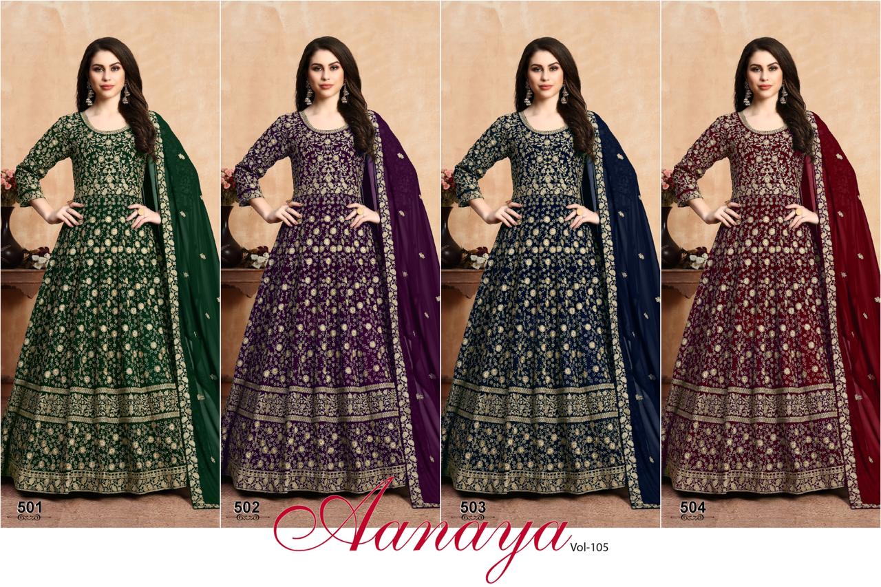 AANAYA VOL 105 BY TWISHA GEORGETTE ANARKALI WEDDING SUITS COLLECTION