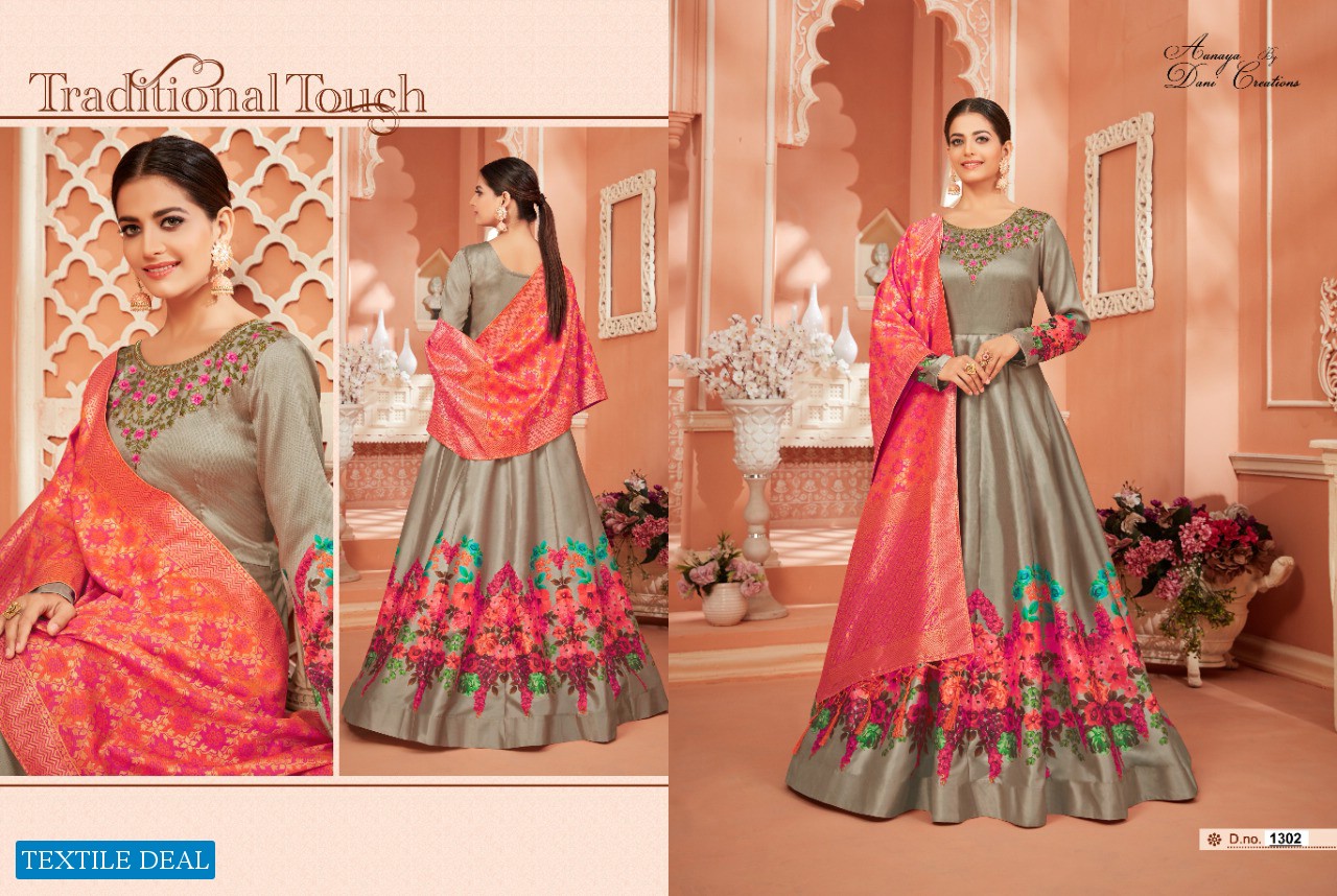 AANAYA VOL 113 BY TWISHA MONGA SATIN SILK LONG FLOOR LENGTH SALWAR SUIT WHOLESALER