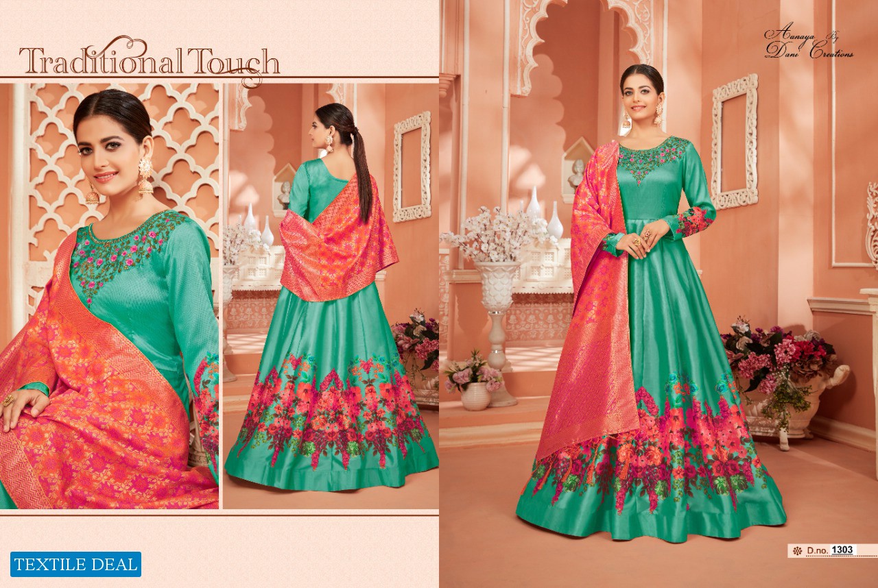 AANAYA VOL 113 BY TWISHA MONGA SATIN SILK LONG FLOOR LENGTH SALWAR SUIT WHOLESALER