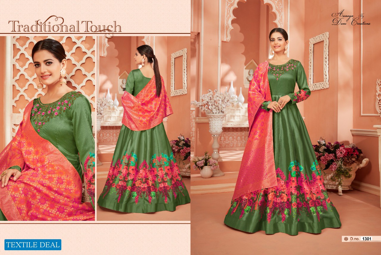 AANAYA VOL 113 BY TWISHA MONGA SATIN SILK LONG FLOOR LENGTH SALWAR SUIT WHOLESALER