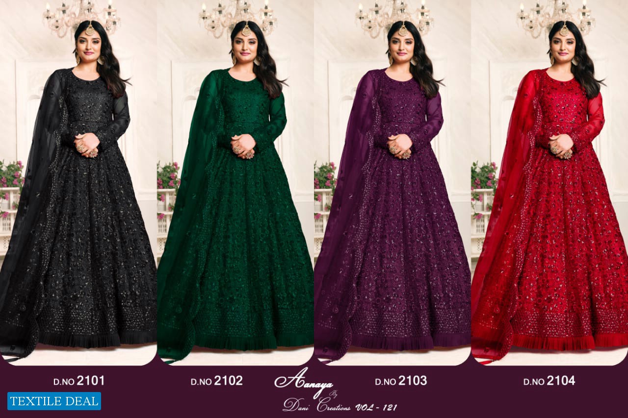 AANAYA VOL 121 BY DANI FASHION NET EMBROIDERY LONG ANARKALI SUITS