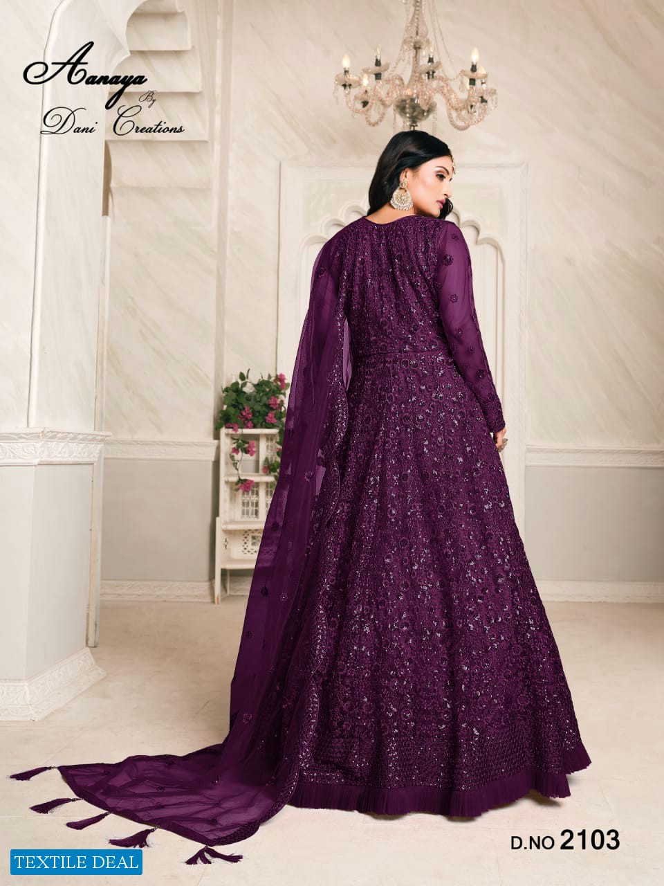 AANAYA VOL 121 BY DANI FASHION NET EMBROIDERY LONG ANARKALI SUITS