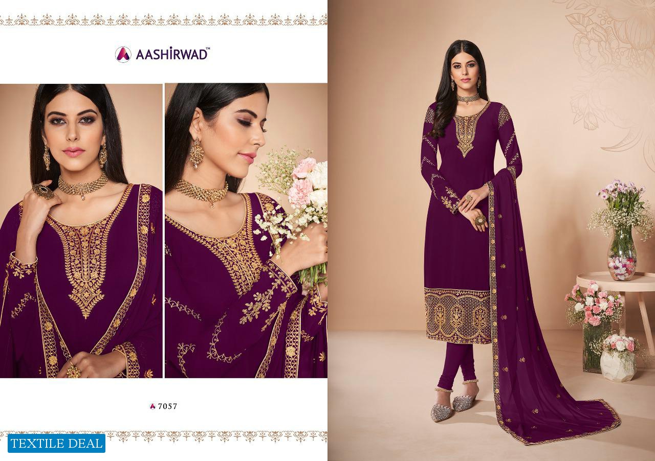 AASHIRWAD CROSS STITCH NX GEORGETTE DESIGNER HEAVY LOOK INDIAN SALWAR SUIT WHOLESALER