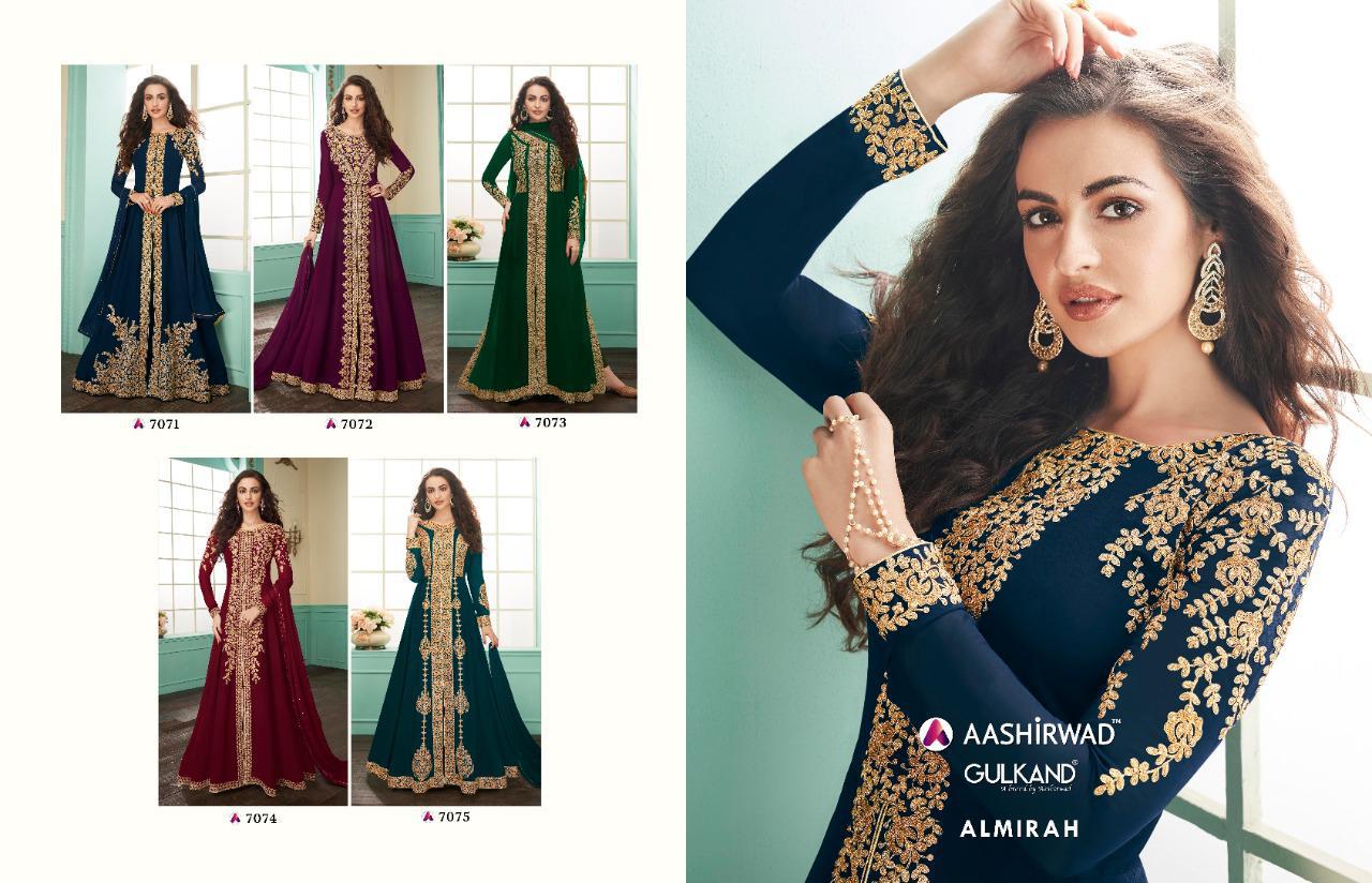 AASHIRWAD GULKAND ALMIRAH 7071-7075 SERIES DESIGNER LADIES SUITS