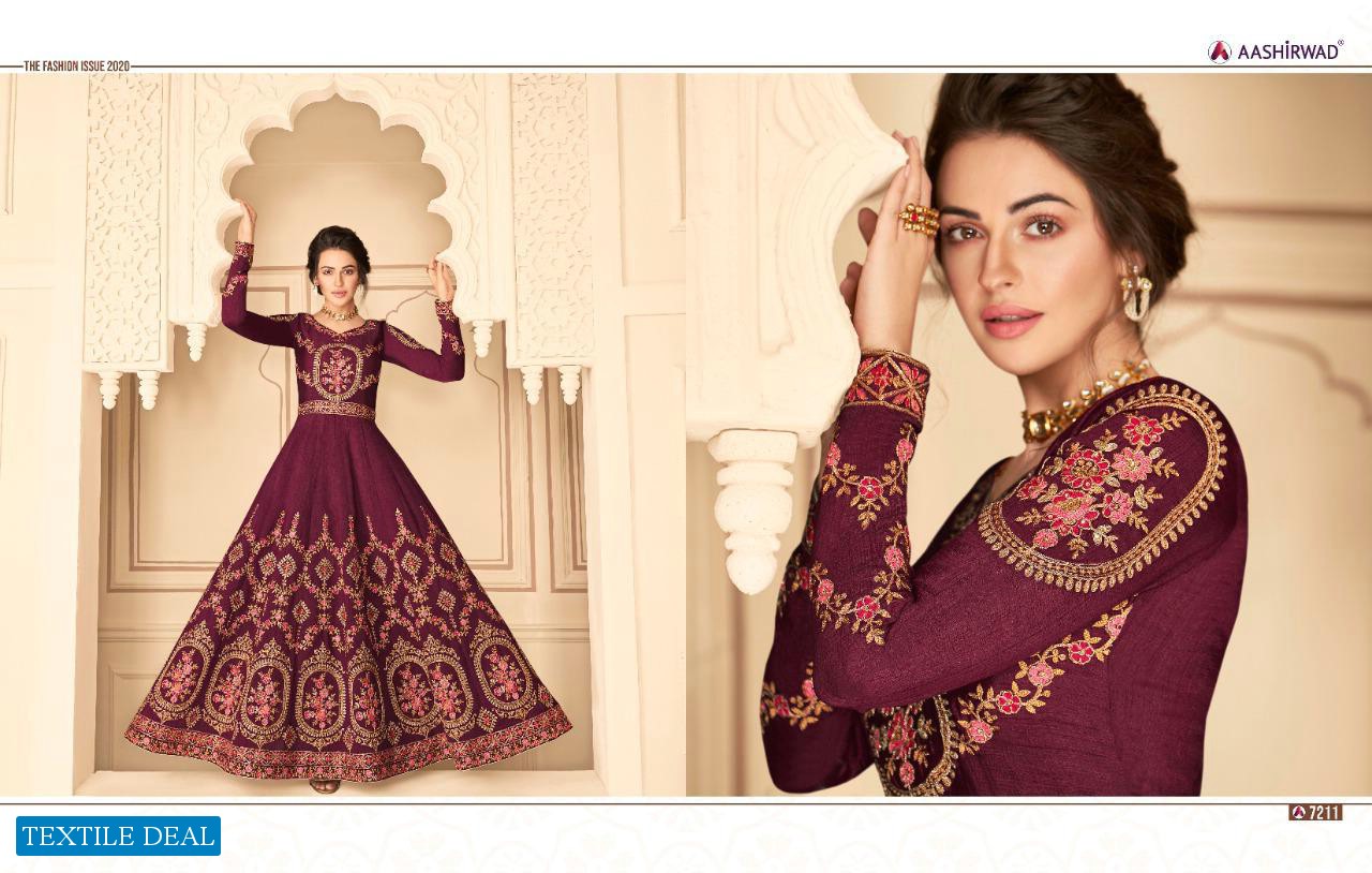 AASHIRWAD MAHARANI PURE SILK LONG GOWN STYLE DESIGNER WEDDING AND PARTY WEAR SALWAR SUITS