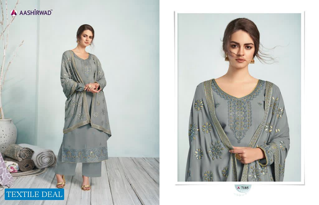 AASHIRWAD MEHREEN REAL GEORGETTE WITH WORK HEAVY CLASSY LOOK SALWAR SUITS WHOLESALER