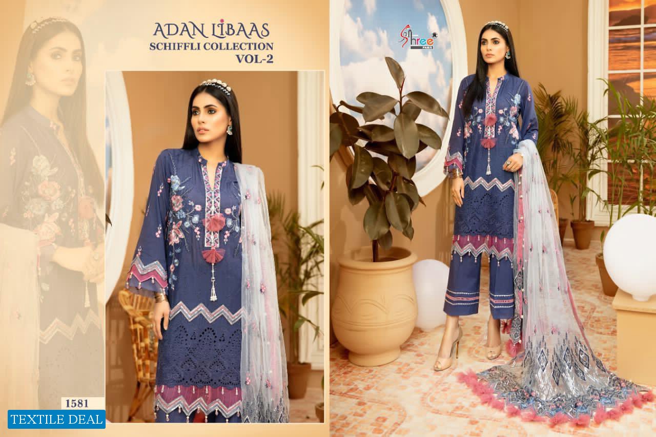 ADAN LIBAAS SCHIFFLI COLLECTION VOL 2 BY SHREE FABS COTTON EMBROIDERY PAKISTANI SUITS