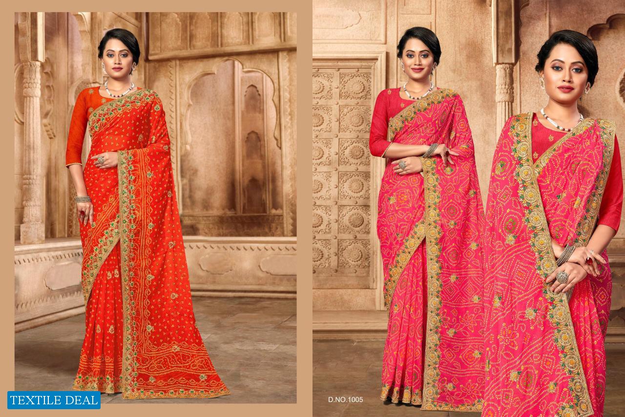 ADITI BY JALNIDHI GEORGETTE EMBROIDERY BANDHANI SAREE COLLECTION