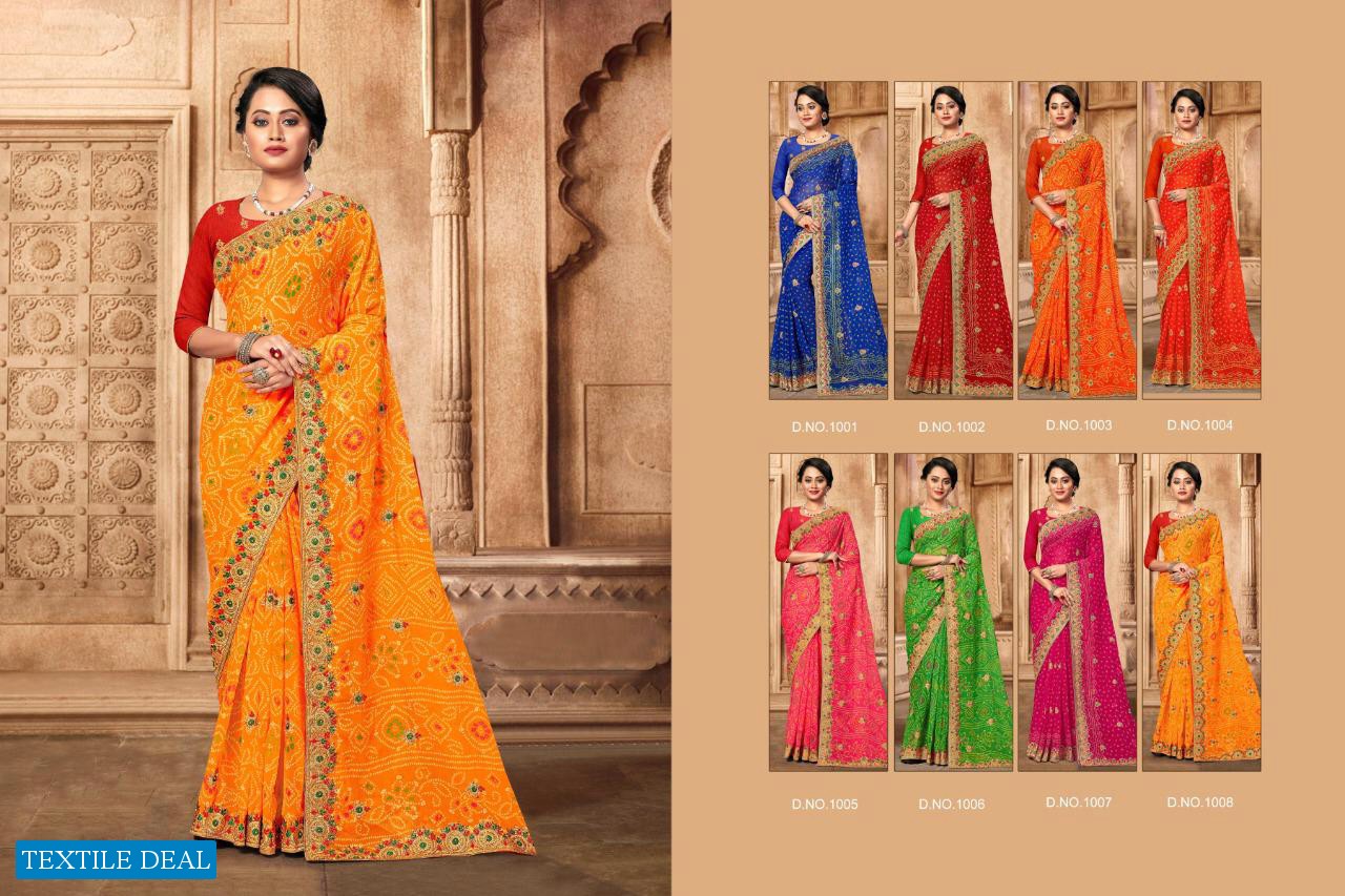 ADITI BY JALNIDHI GEORGETTE EMBROIDERY BANDHANI SAREE COLLECTION