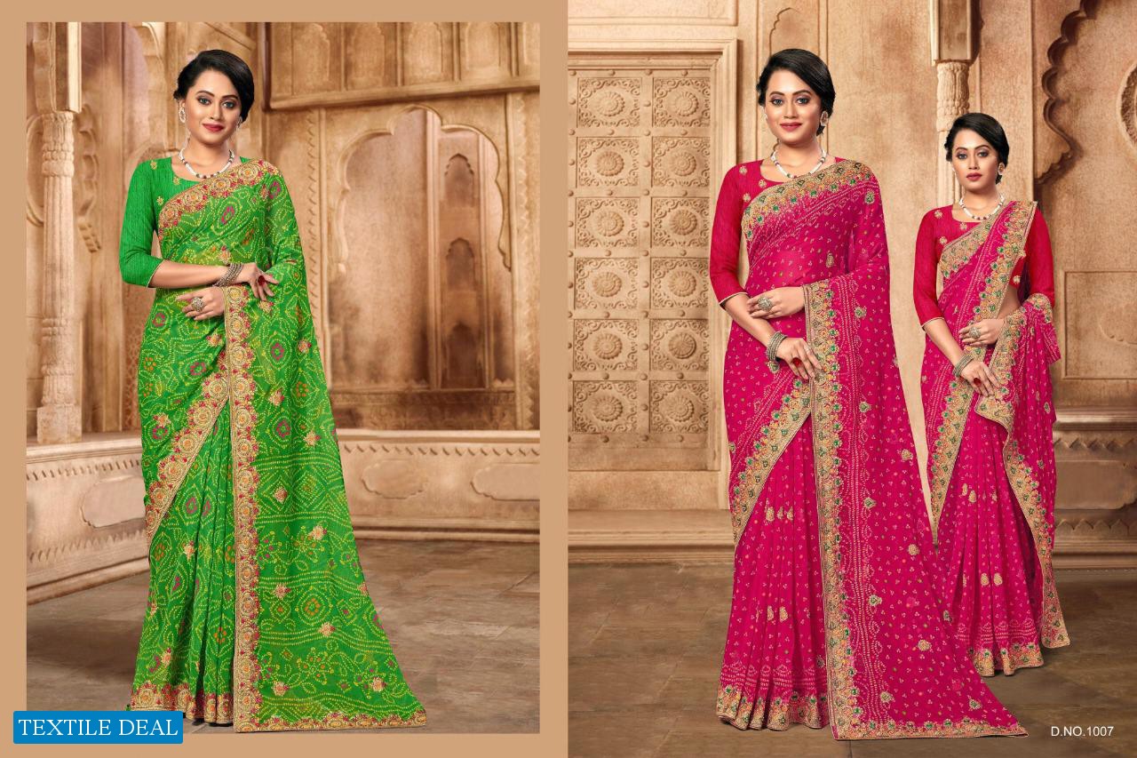 ADITI BY JALNIDHI GEORGETTE EMBROIDERY BANDHANI SAREE COLLECTION