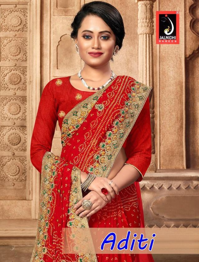 ADITI BY JALNIDHI GEORGETTE EMBROIDERY BANDHANI SAREE COLLECTION