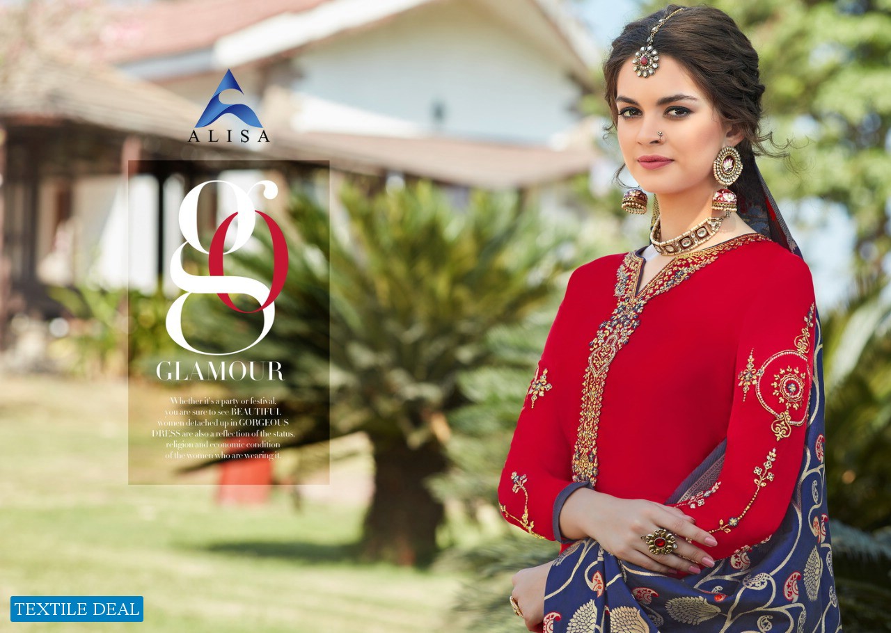 ALISA AMIRA VOL 14 SATIN GEORGETTE SALWAR SUIT WITH BANARAS DUPATTA