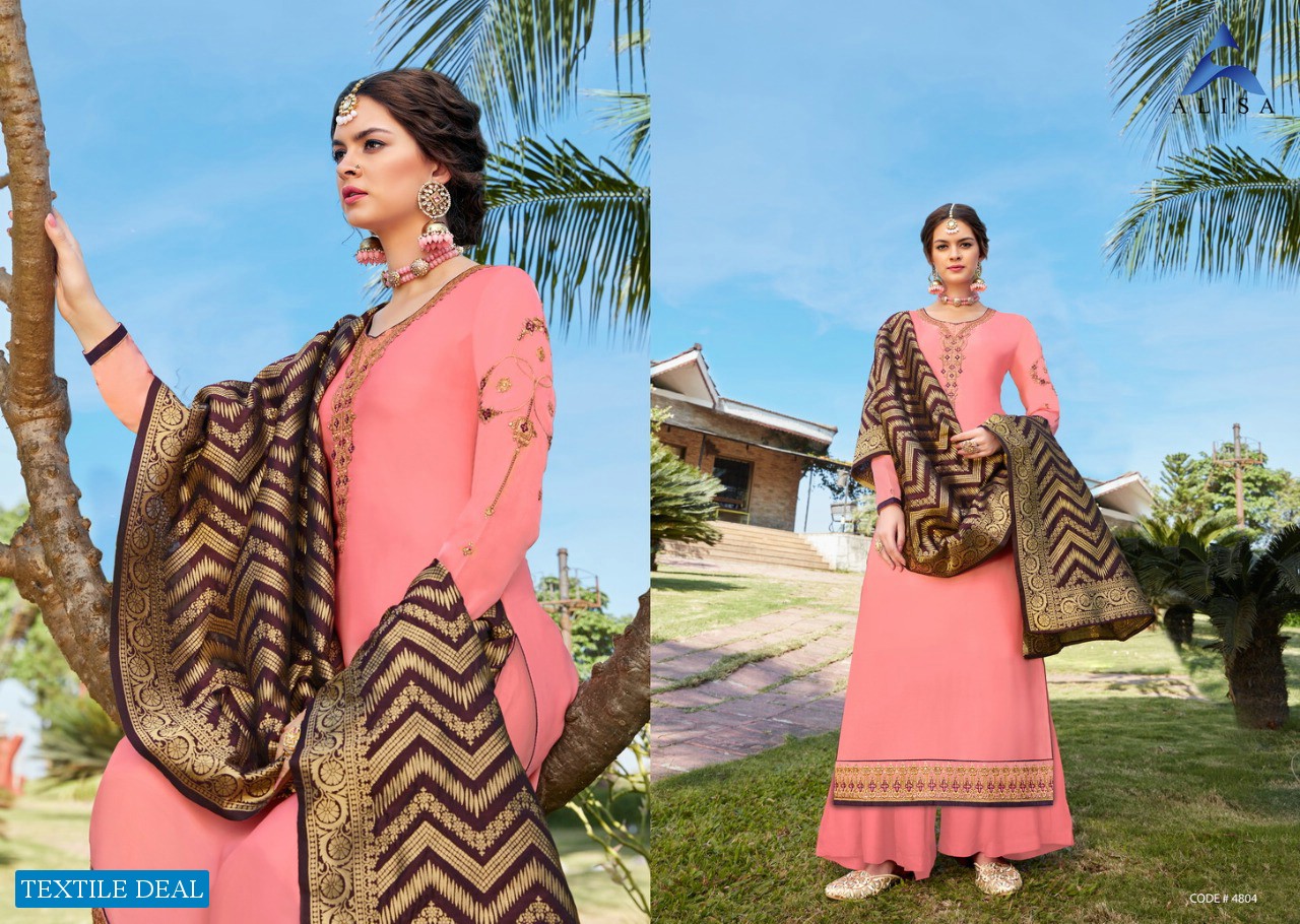 ALISA AMIRA VOL 14 SATIN GEORGETTE SALWAR SUIT WITH BANARAS DUPATTA