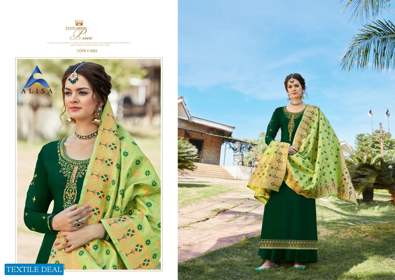 ALISA AMIRA VOL 14 SATIN GEORGETTE SALWAR SUIT WITH BANARAS DUPATTA