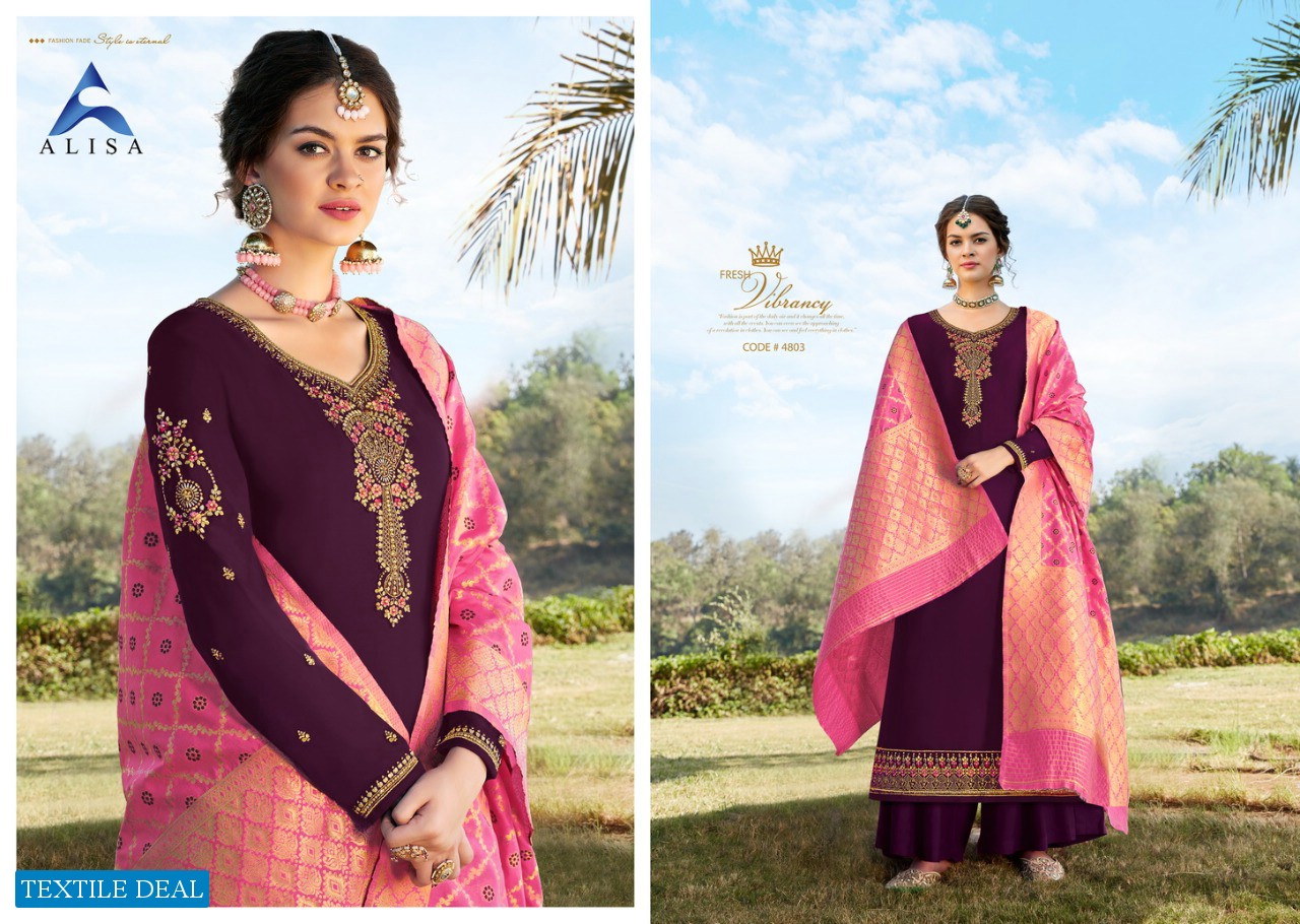 ALISA AMIRA VOL 14 SATIN GEORGETTE SALWAR SUIT WITH BANARAS DUPATTA