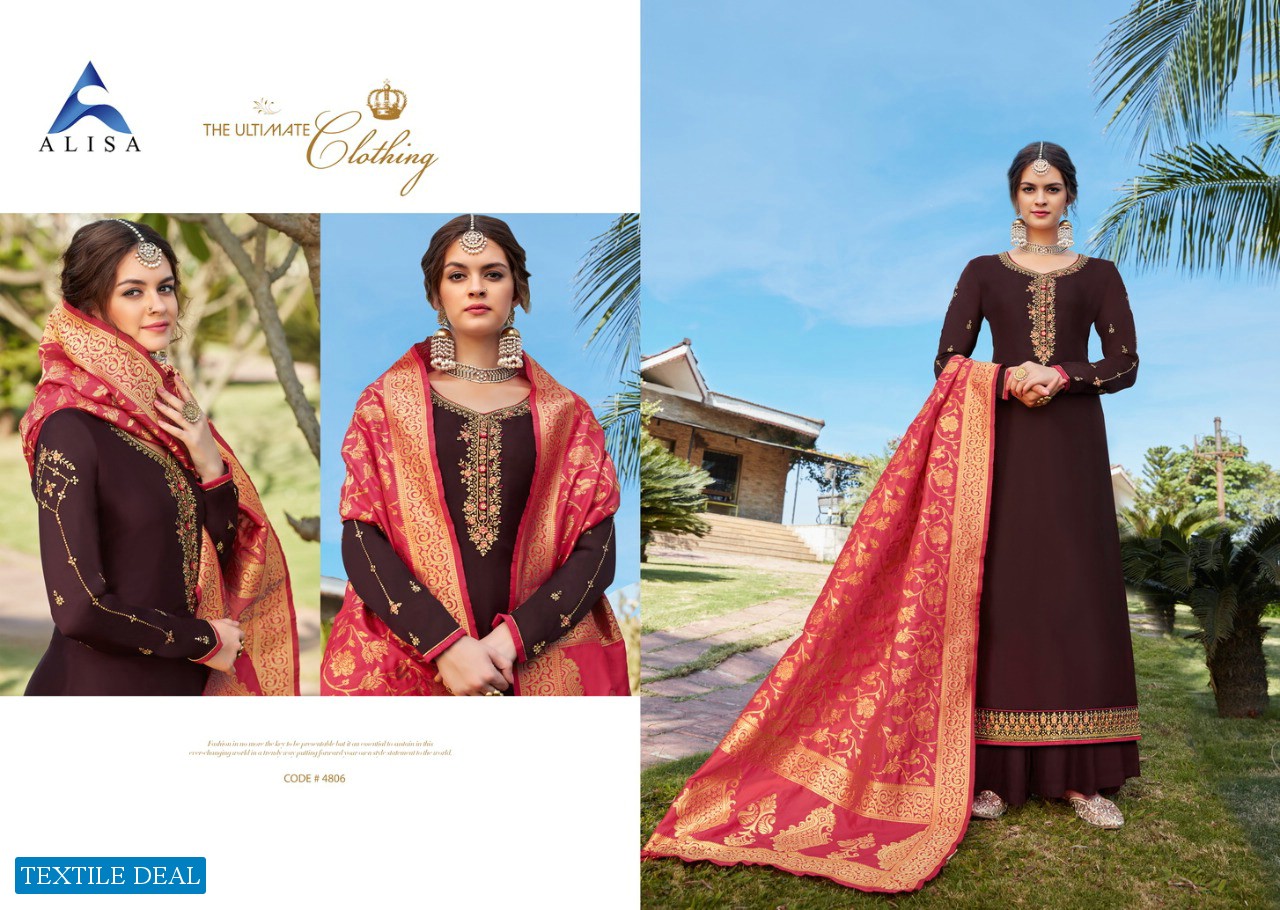 ALISA AMIRA VOL 14 SATIN GEORGETTE SALWAR SUIT WITH BANARAS DUPATTA