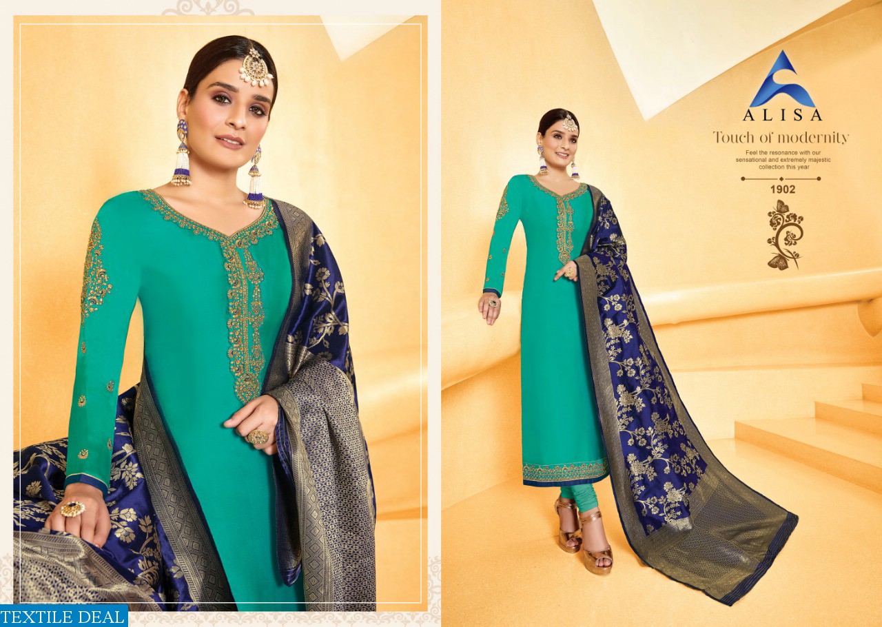 ALISA LAUNCH AMIRA VOL 5 SATIN GEORGETTE EXCLUSIVE SUIT DEALER