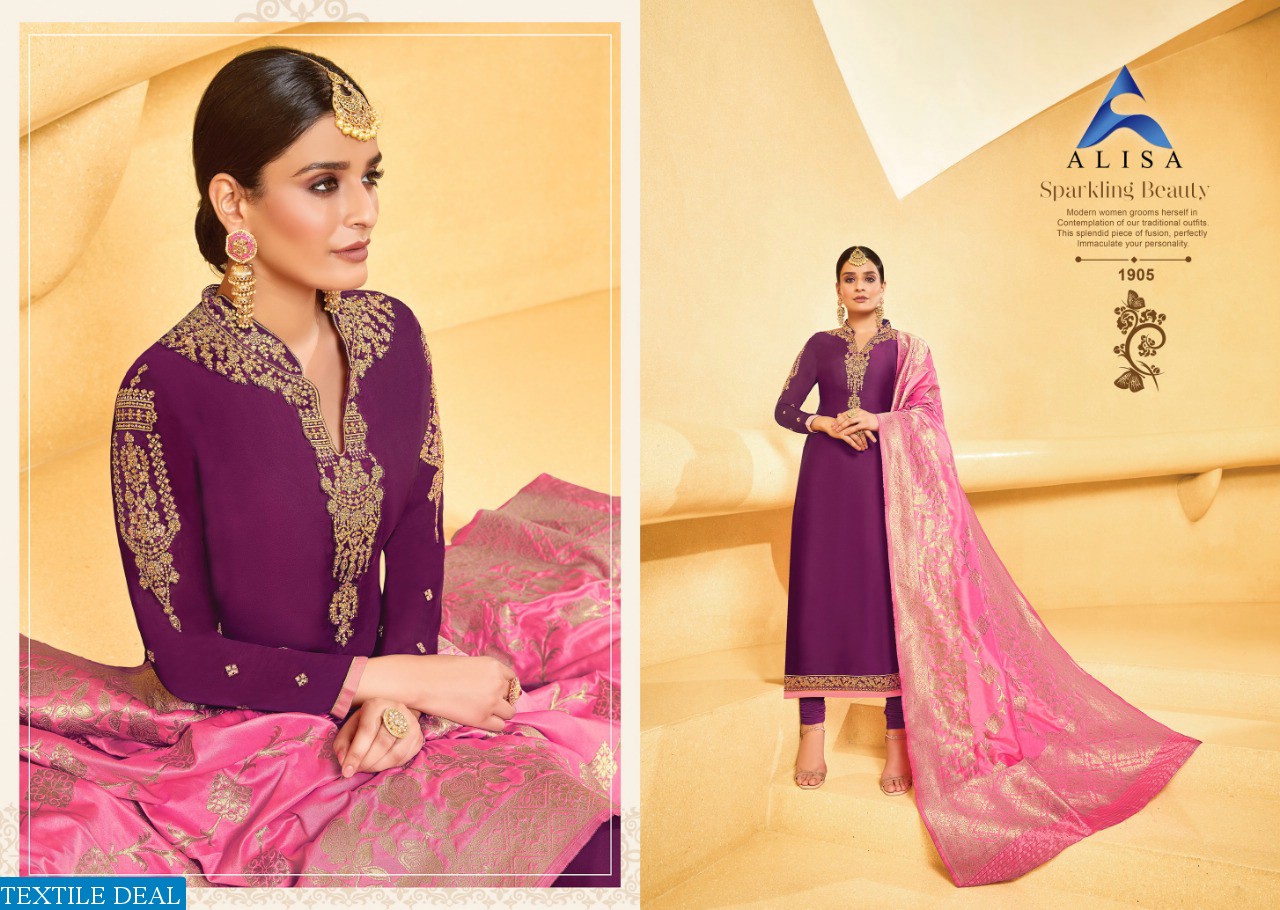 ALISA LAUNCH AMIRA VOL 5 SATIN GEORGETTE EXCLUSIVE SUIT DEALER
