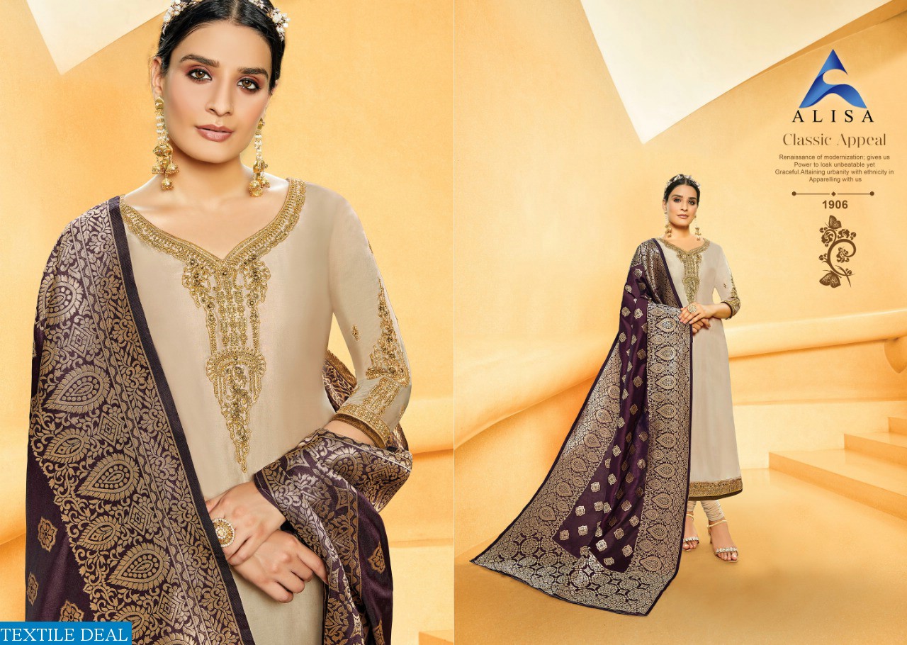 ALISA LAUNCH AMIRA VOL 5 SATIN GEORGETTE EXCLUSIVE SUIT DEALER