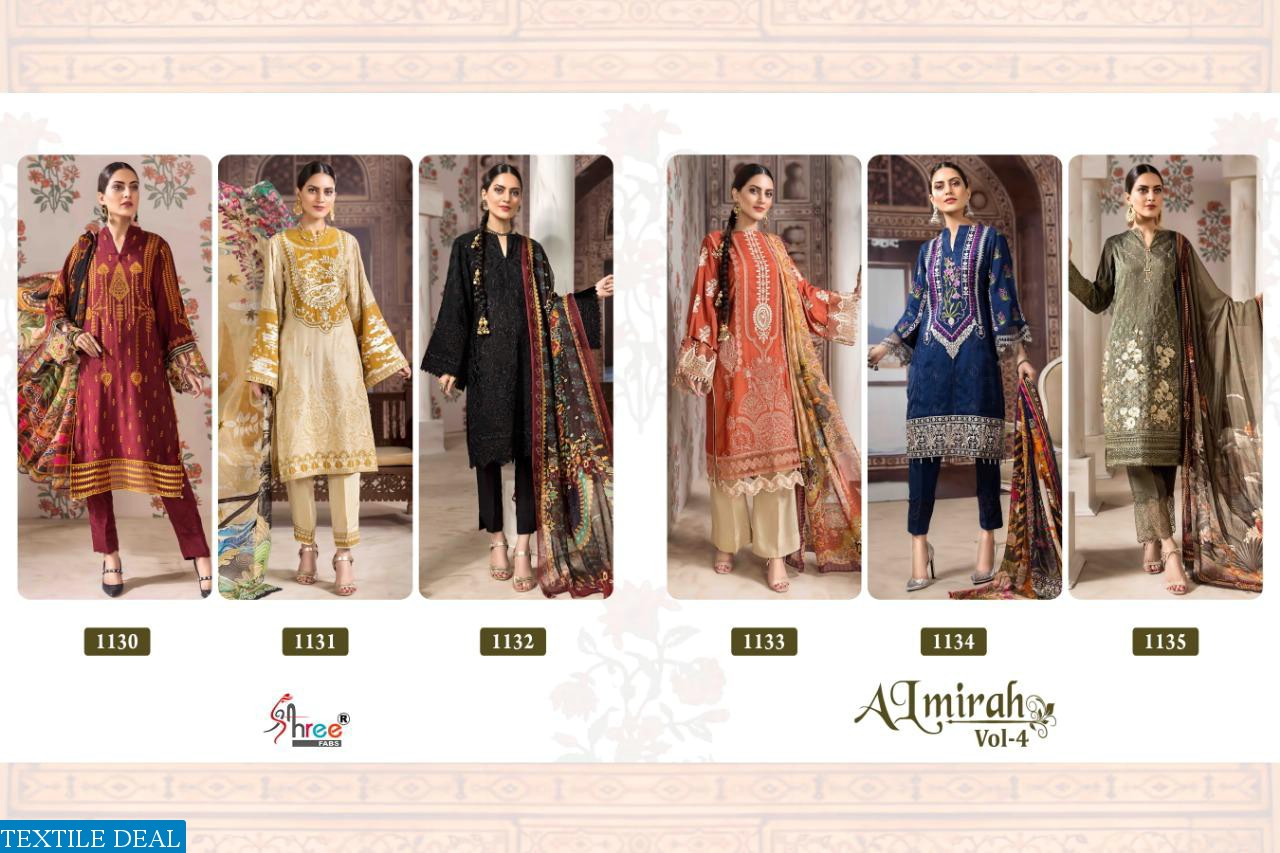 ALMIRAH VOL 4 BY SHREE FABS JAM COTTON EMBROIDERY PAKISTANI SUITS COLLECTION