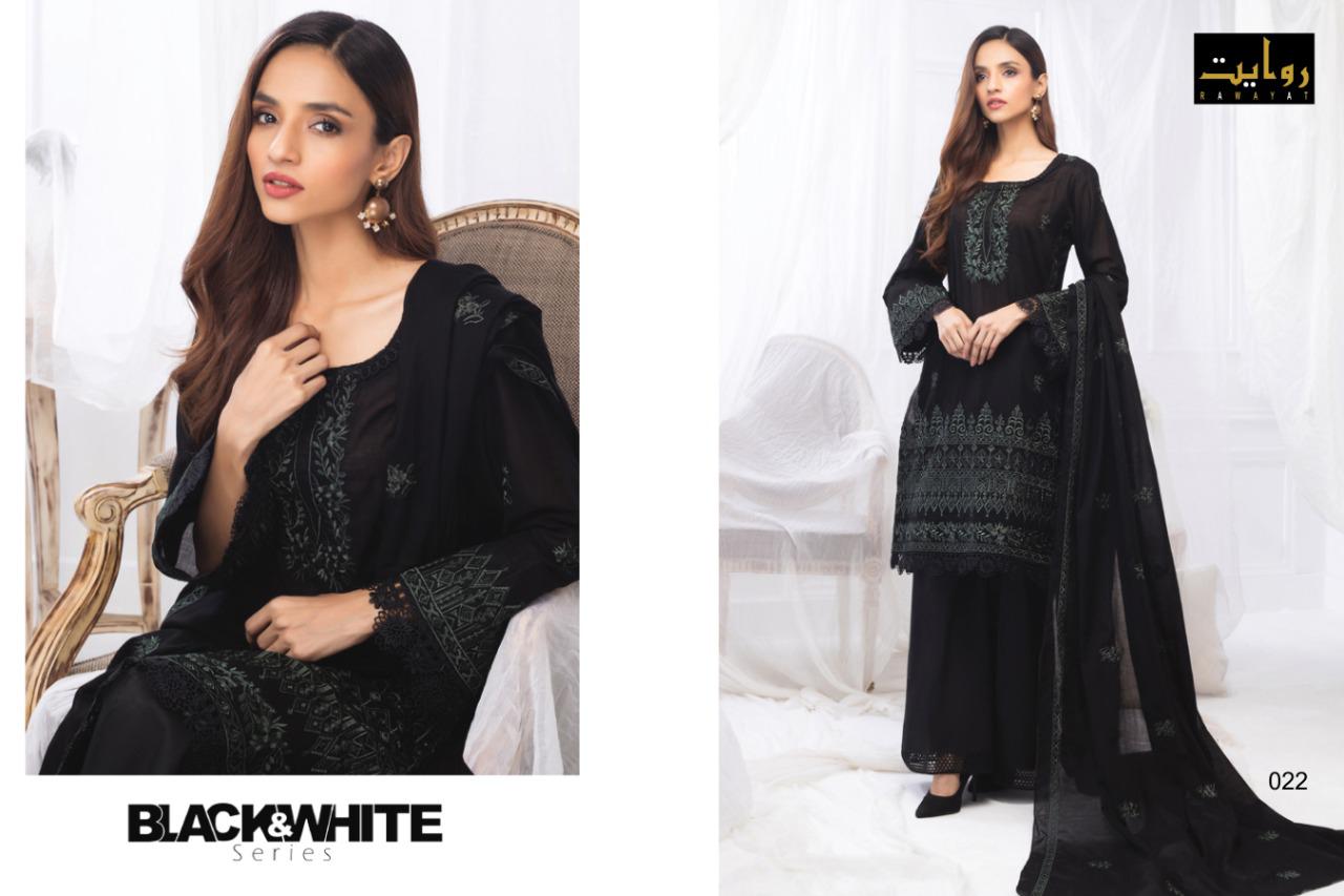 ALZOHAIB BLACK AND WHITE BY RAWAYAT CAMRIC COTTON SELF EMBROIDERY SALWAR SUIT