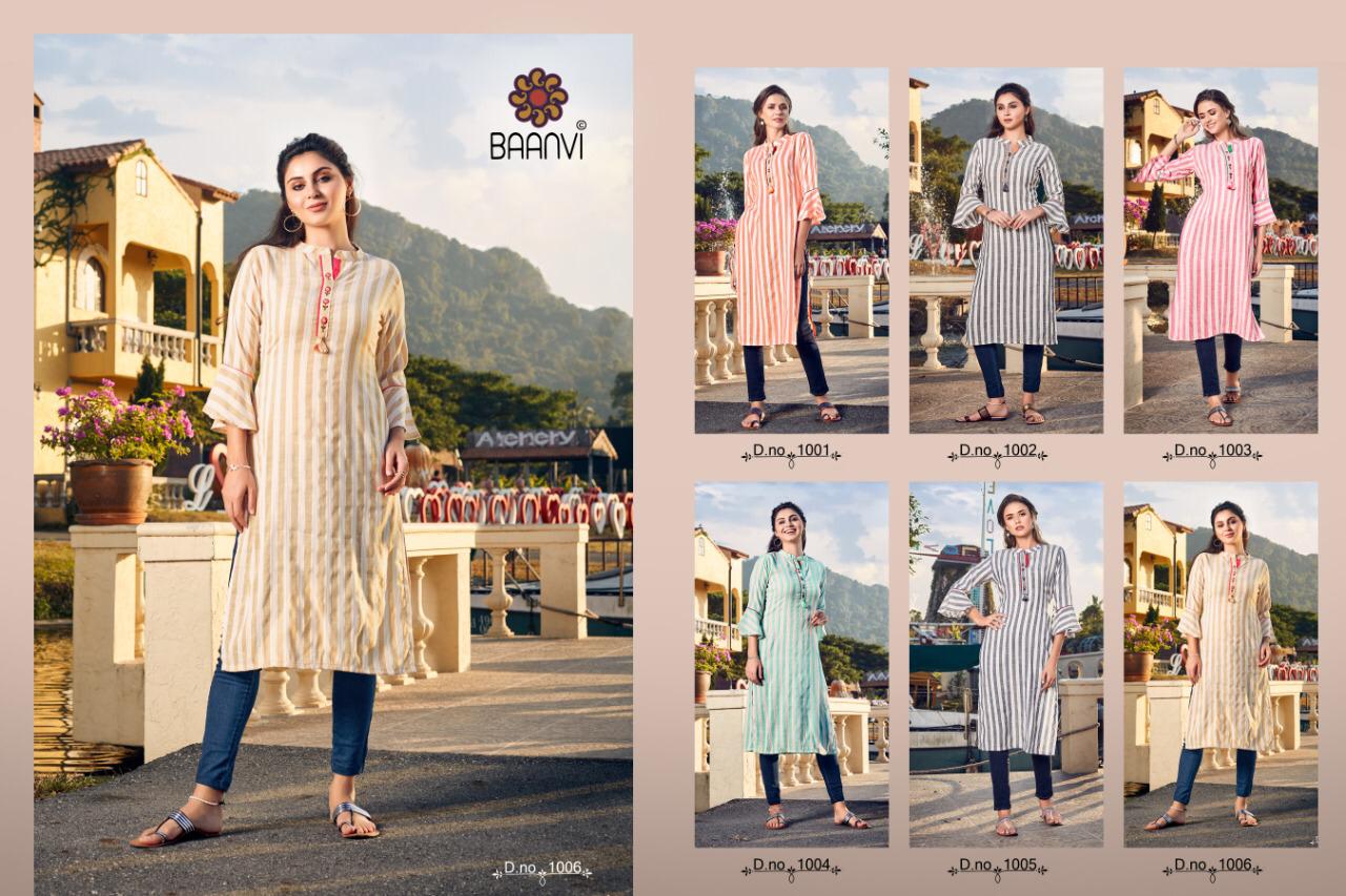 ANIKA VOL 1 BY BAANVI HANDLOOM RAYON WORK KURTIS WHOLESALER