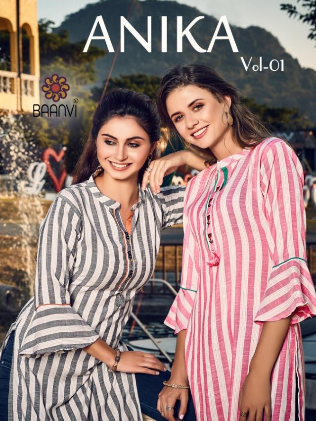 ANIKA VOL 1 BY BAANVI HANDLOOM RAYON WORK KURTIS WHOLESALER