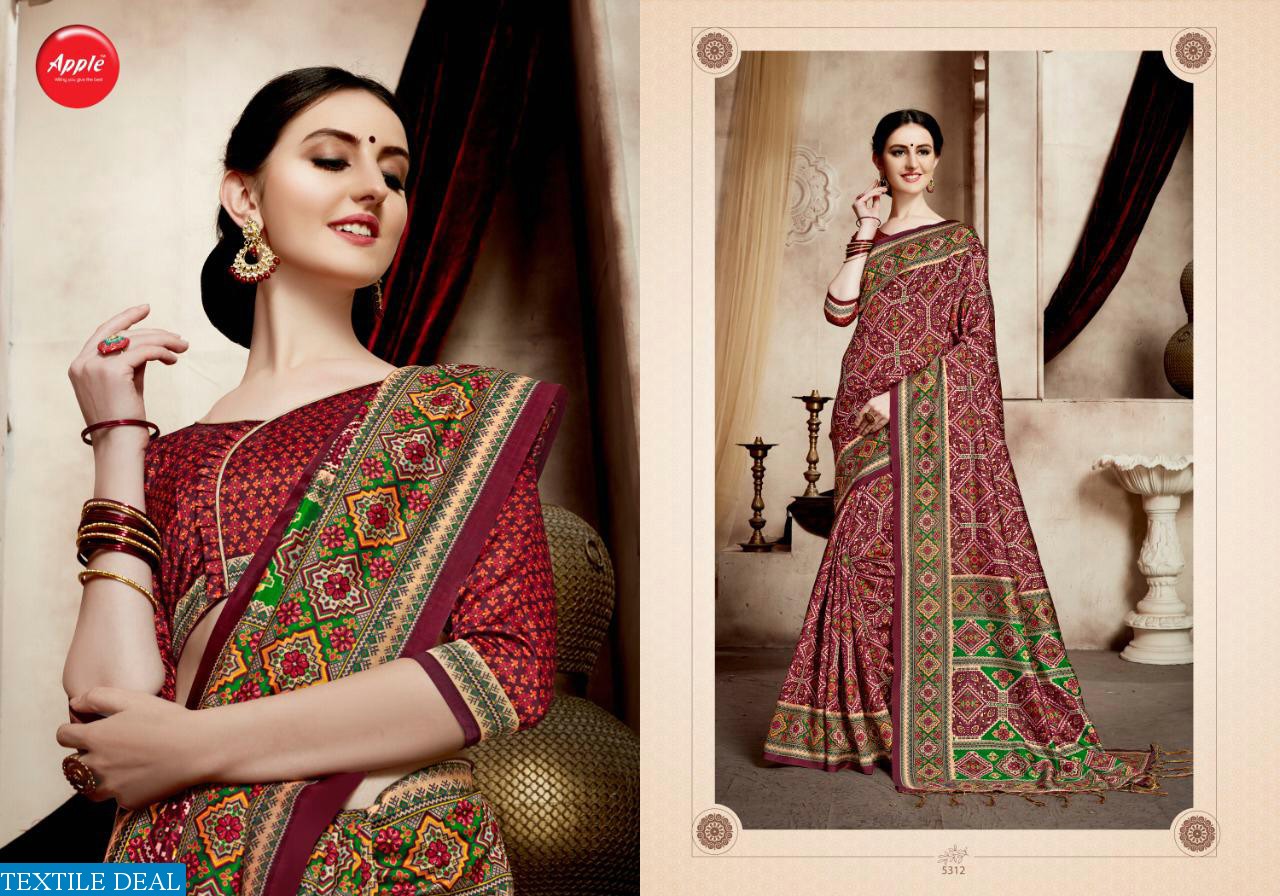 APPLE LAUNCH RAJWADI PATOLA VOL 1 SILK DIGITAL PRINT FORMAL WEAR SAREE SELLER