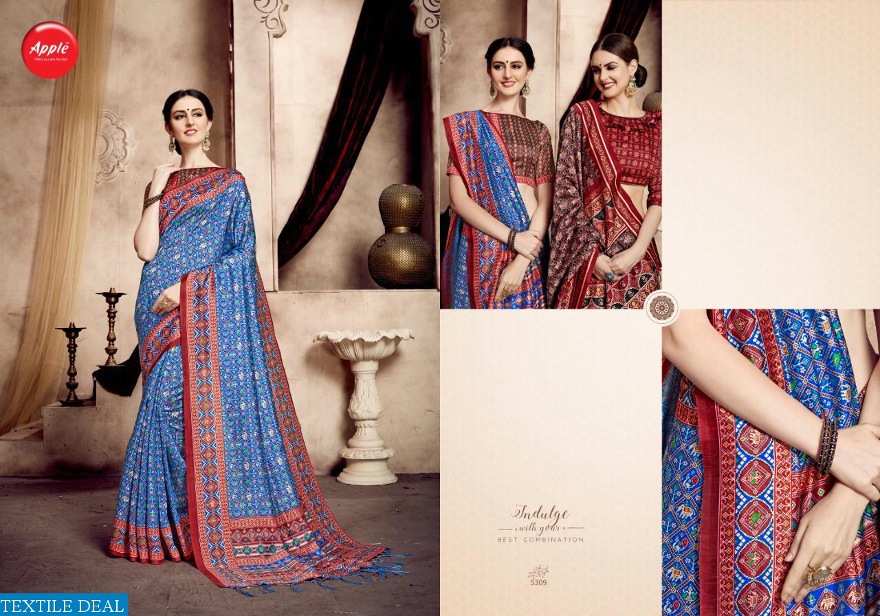 APPLE LAUNCH RAJWADI PATOLA VOL 1 SILK DIGITAL PRINT FORMAL WEAR SAREE SELLER
