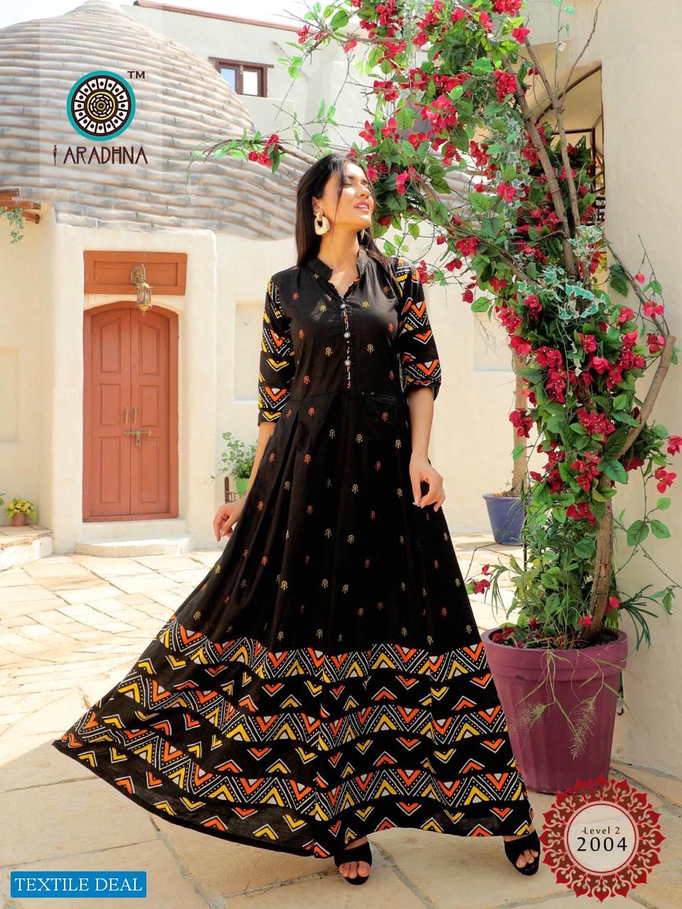 ARADHANA PRESENTS LEVEL VOL 2 COTTON PRINT WITH WORK LONG FESTIVAL WEAR KURTI COLLECTIONS