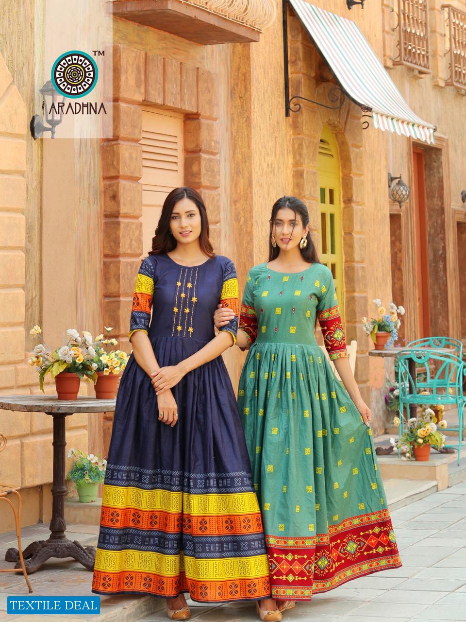 ARADHANA PRESENTS LEVEL VOL 2 COTTON PRINT WITH WORK LONG FESTIVAL WEAR KURTI COLLECTIONS