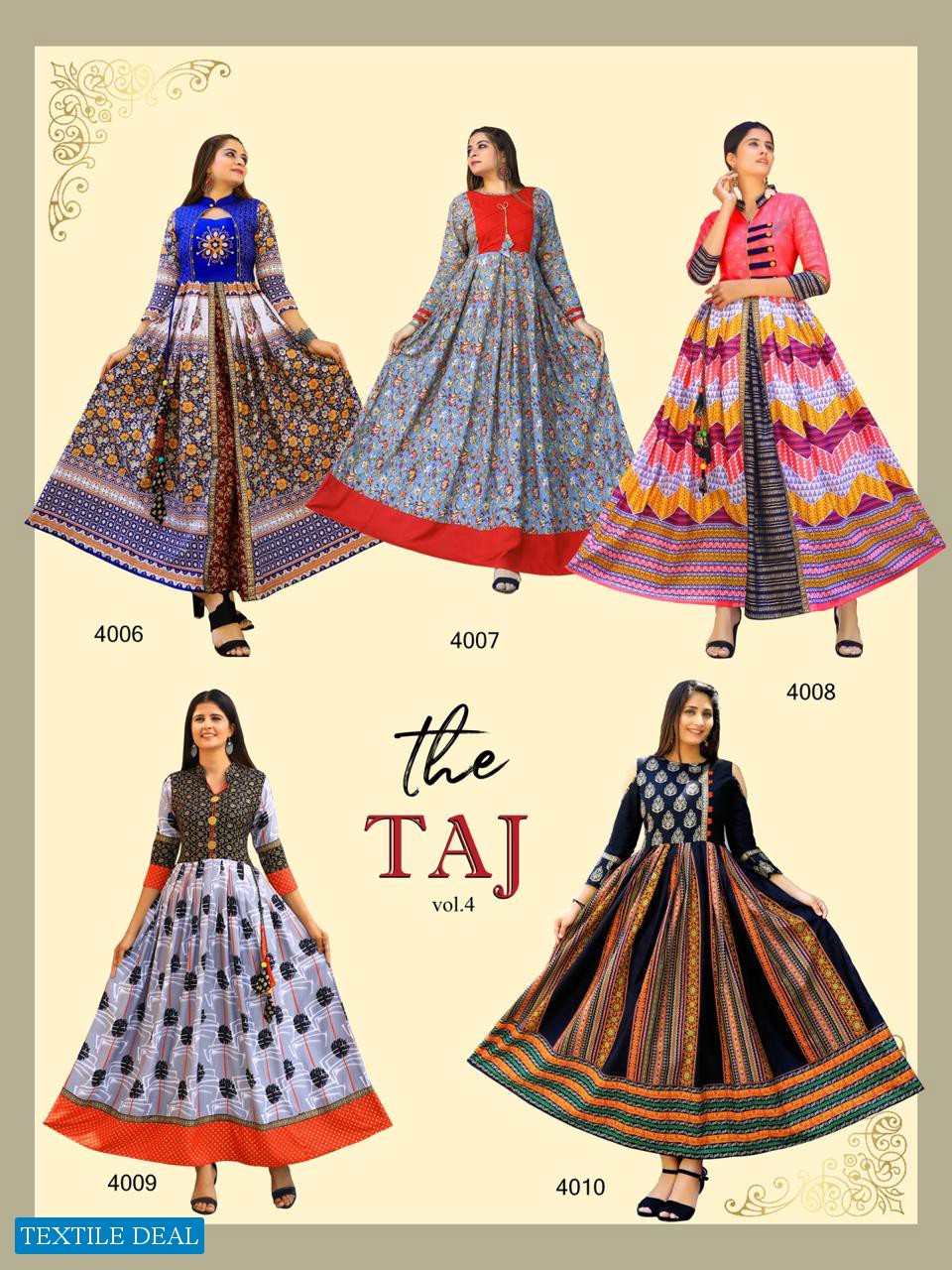 ARADHNA TAJ VOL 4 RAYON COTTON LONG GOWN COLLECTION