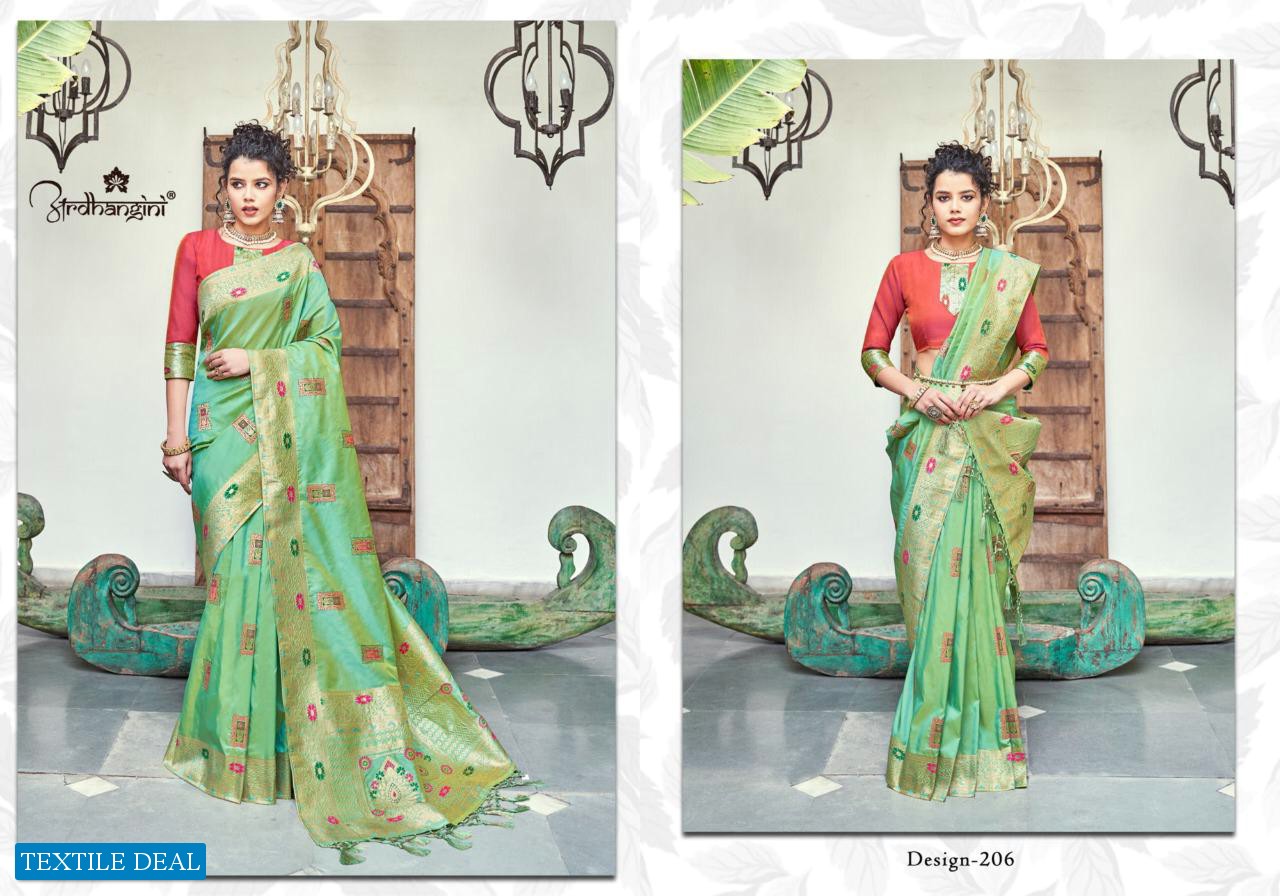 ARDHANGINI PRESENT SILKINA 201-206 SERIES BANARASI DESIGNER FANCY SAREE