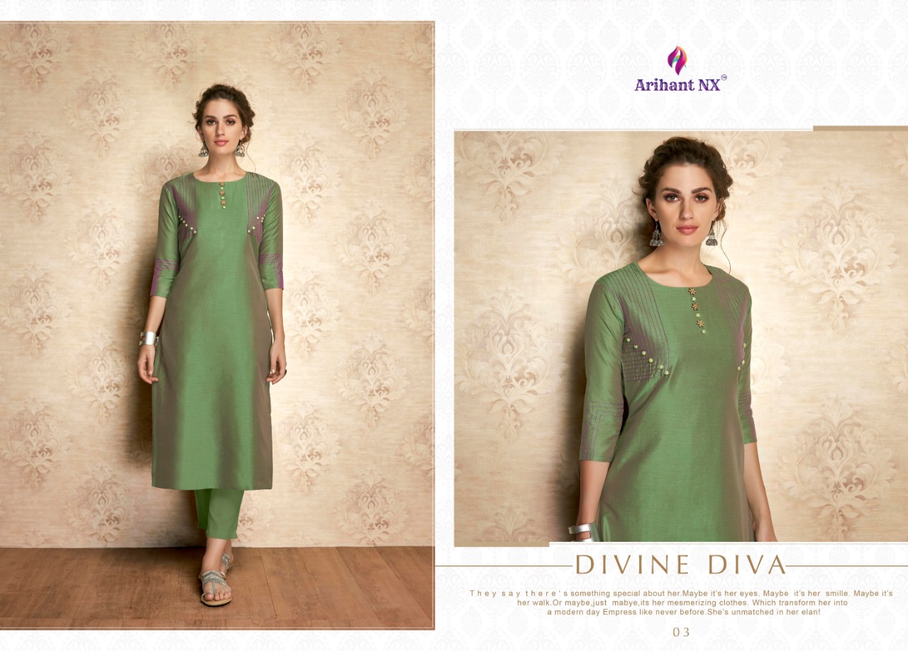 ARIHANT CLAIRE VISCOSE SILK CASUAL WEAR LONG KURTI WHOLESALER