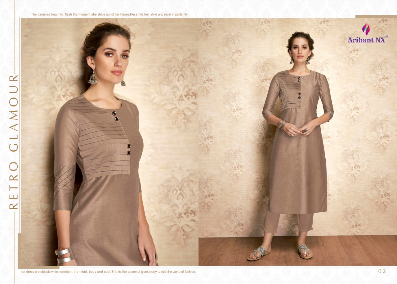 ARIHANT CLAIRE VISCOSE SILK CASUAL WEAR LONG KURTI WHOLESALER